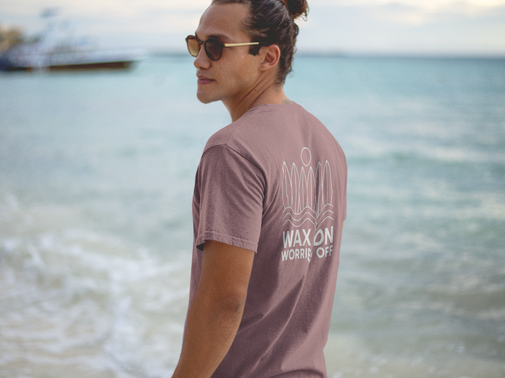 Boards Up 'Wax On' Relaxed Tee - White Outline