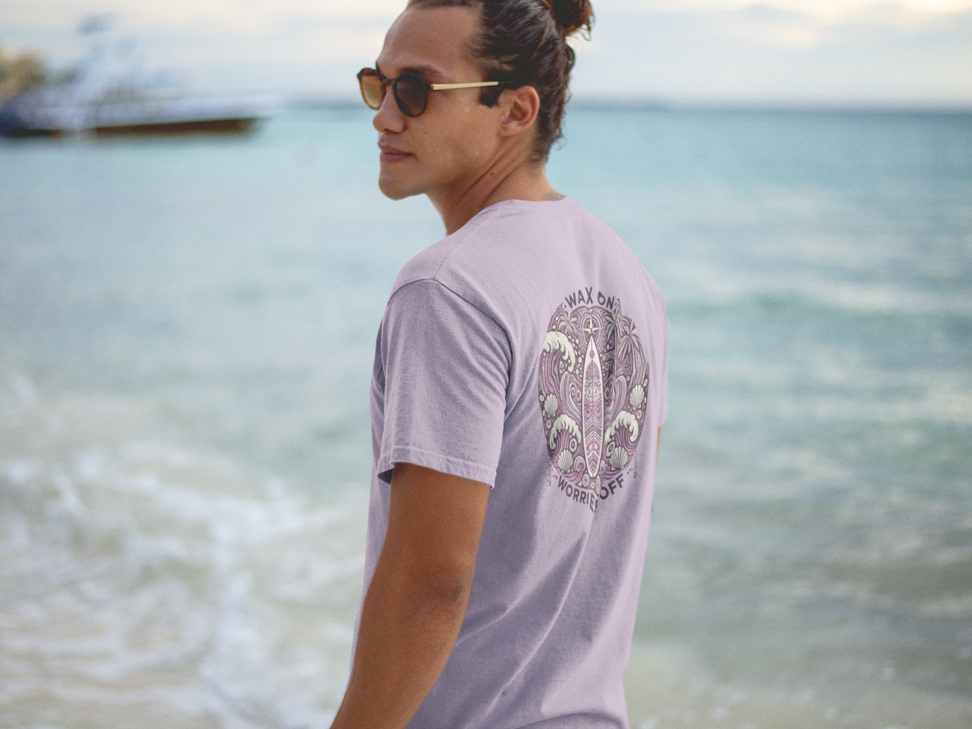 Vintage 'Wax On' Relaxed Tee - Lilac