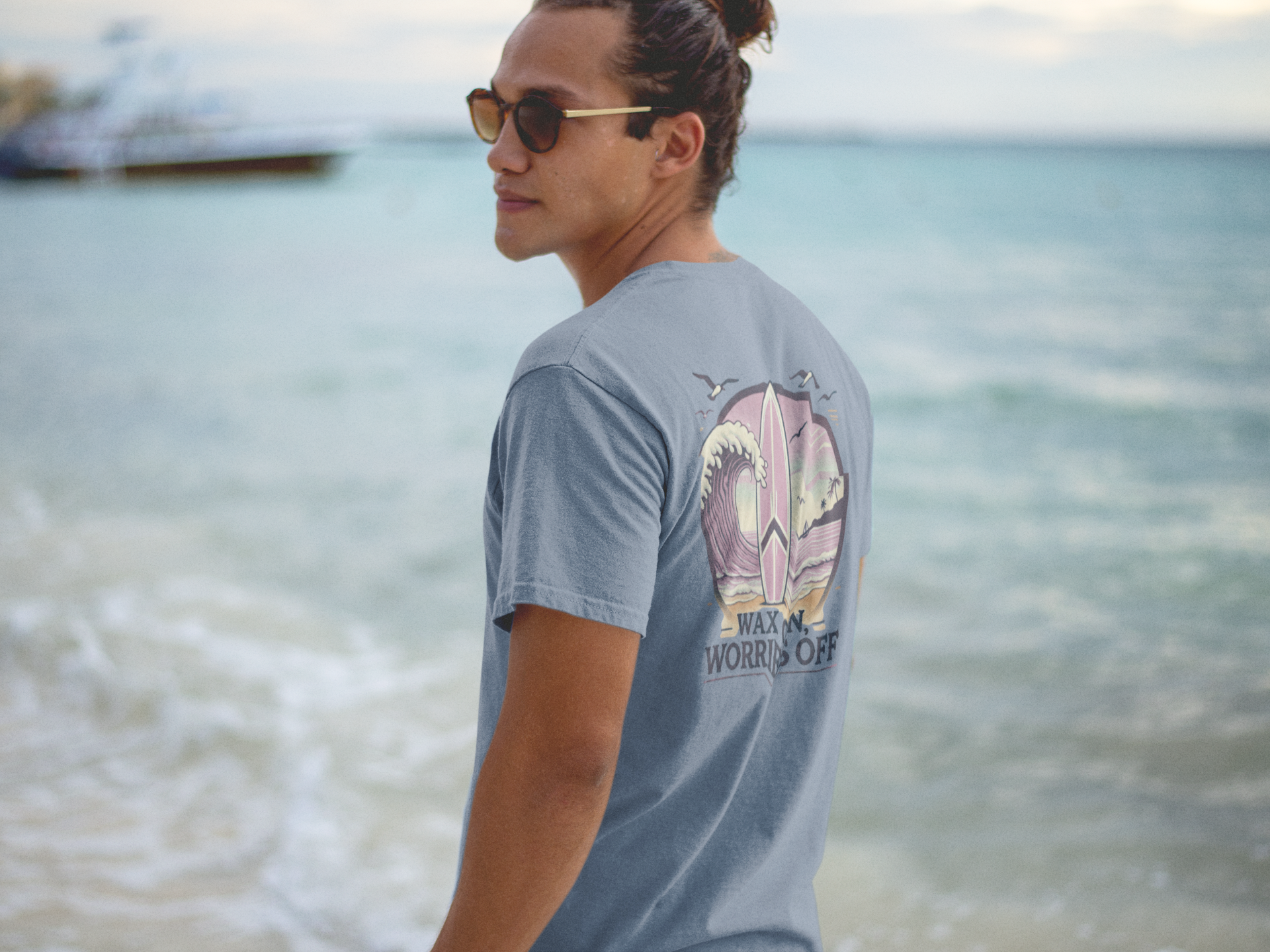 Wave Crest 'Wax On' Relaxed Tee - Clamshell Pink