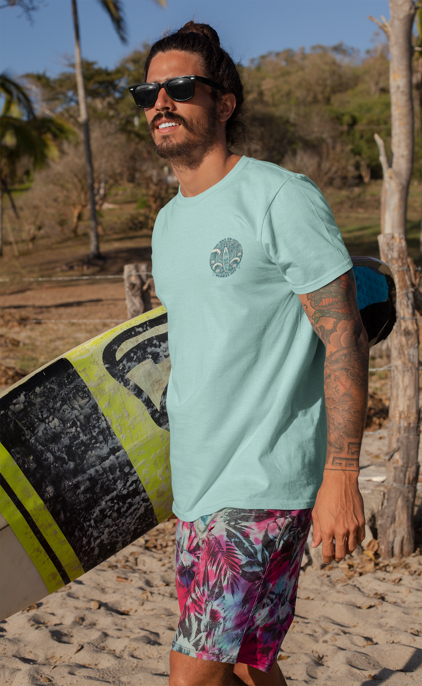 Vintage 'Wax On' Relaxed Tee - Shadow Green