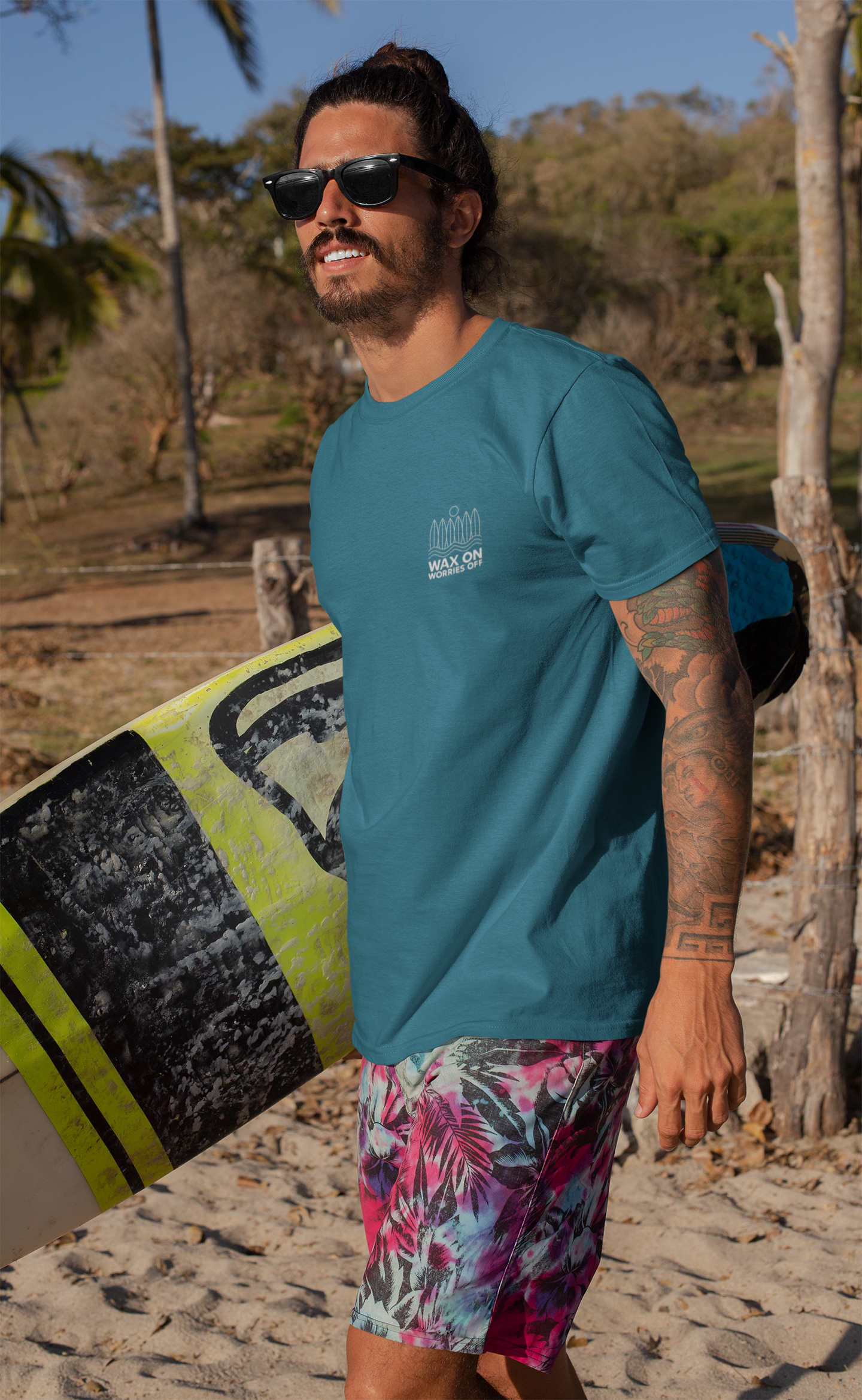 Boards Up 'Wax On' Relaxed Tee - White Outline