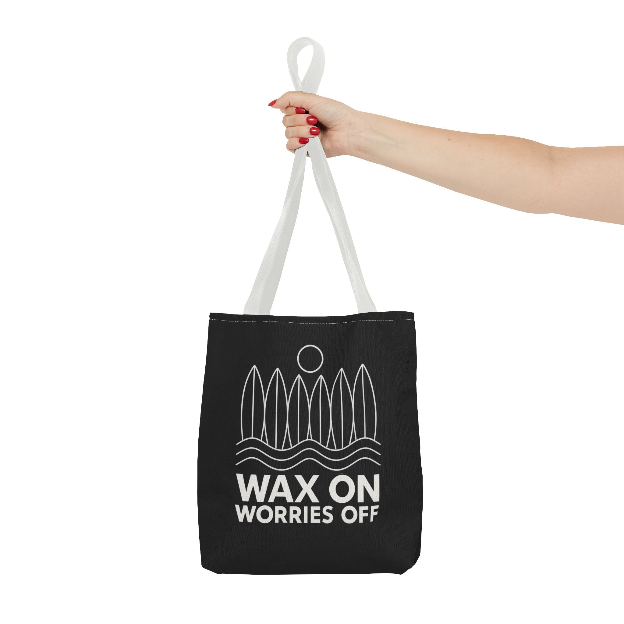 Boards Up 'Wax On' Everyday Canvas Tote Bag - 13x13 in Pencil White