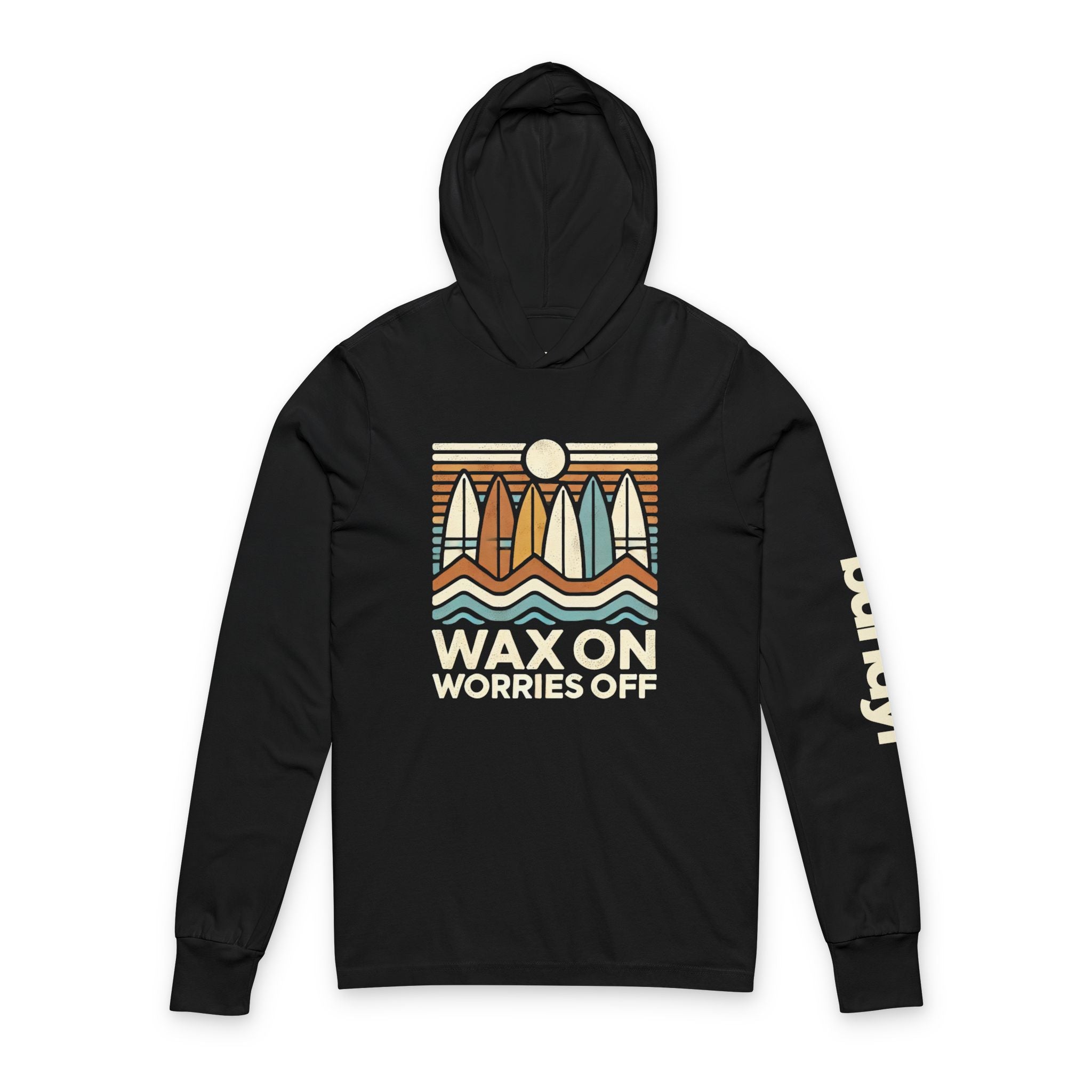 Boards Up 'Wax On' Long Sleeve Hooded Tee - Sand & Sky