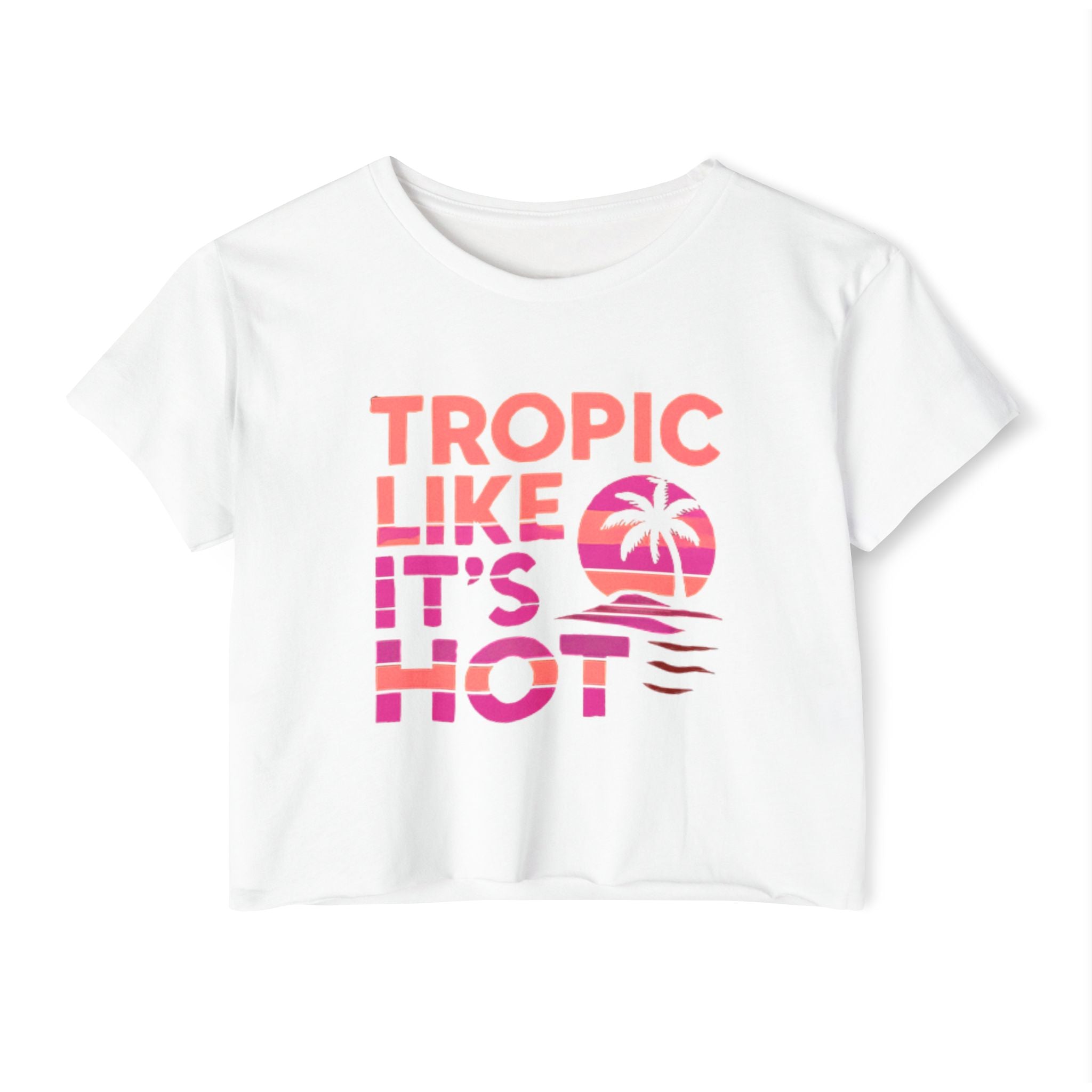 Big & Bold 'Tropic Like It's Hot' Festival Crop Top - Hot Summer Pink