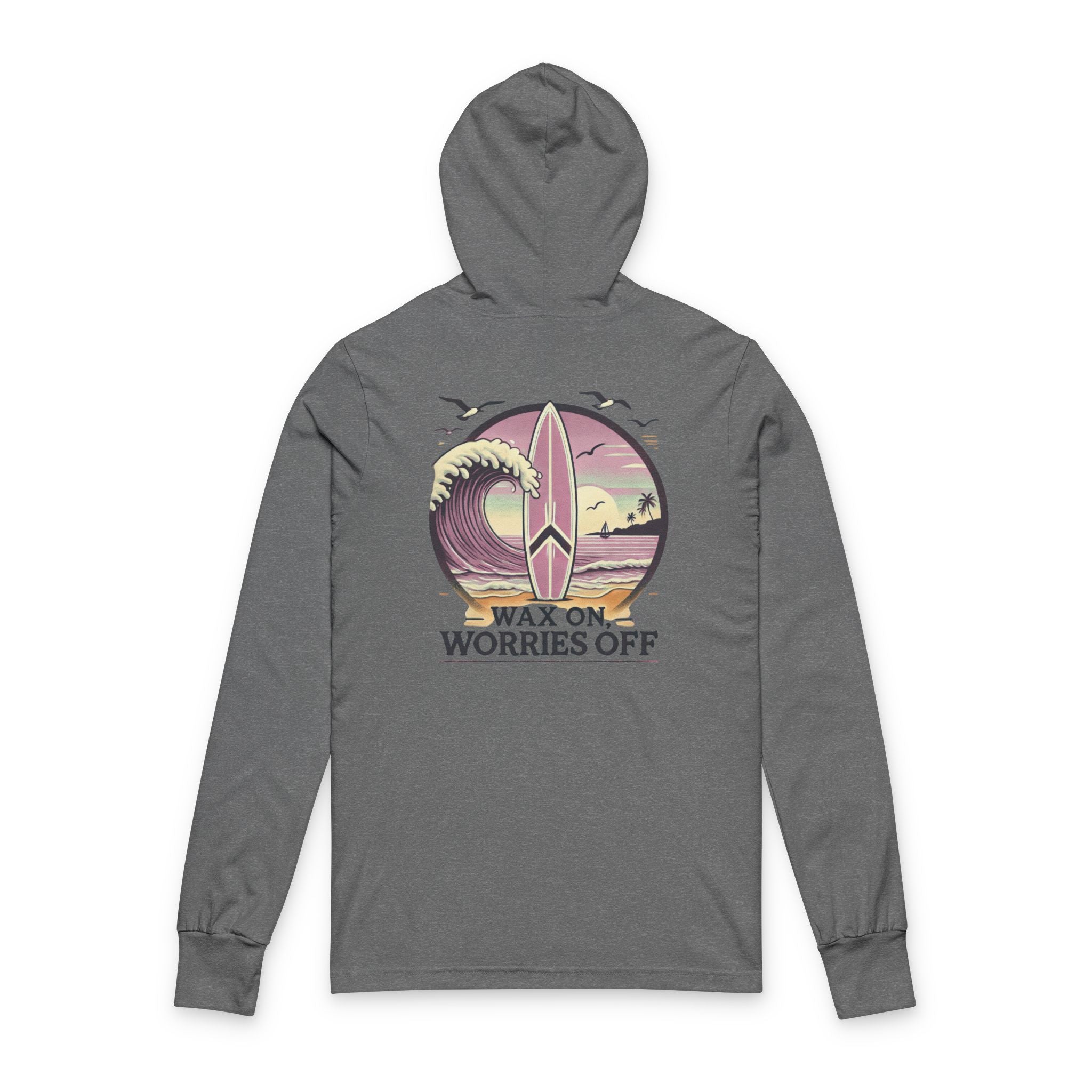 Wave Crest 'Wax On' Long Sleeve Hooded Tee - Clamshell Pink