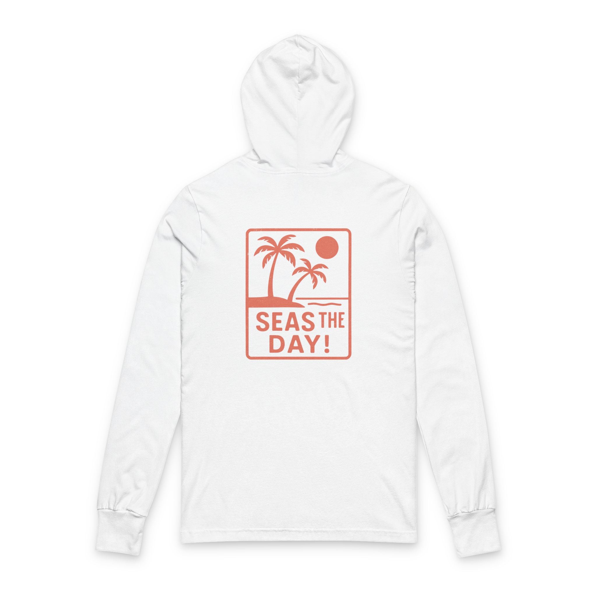 Tropic Beach 'Seas the Day' Long Sleeve Hooded Tee - Sunset Orange