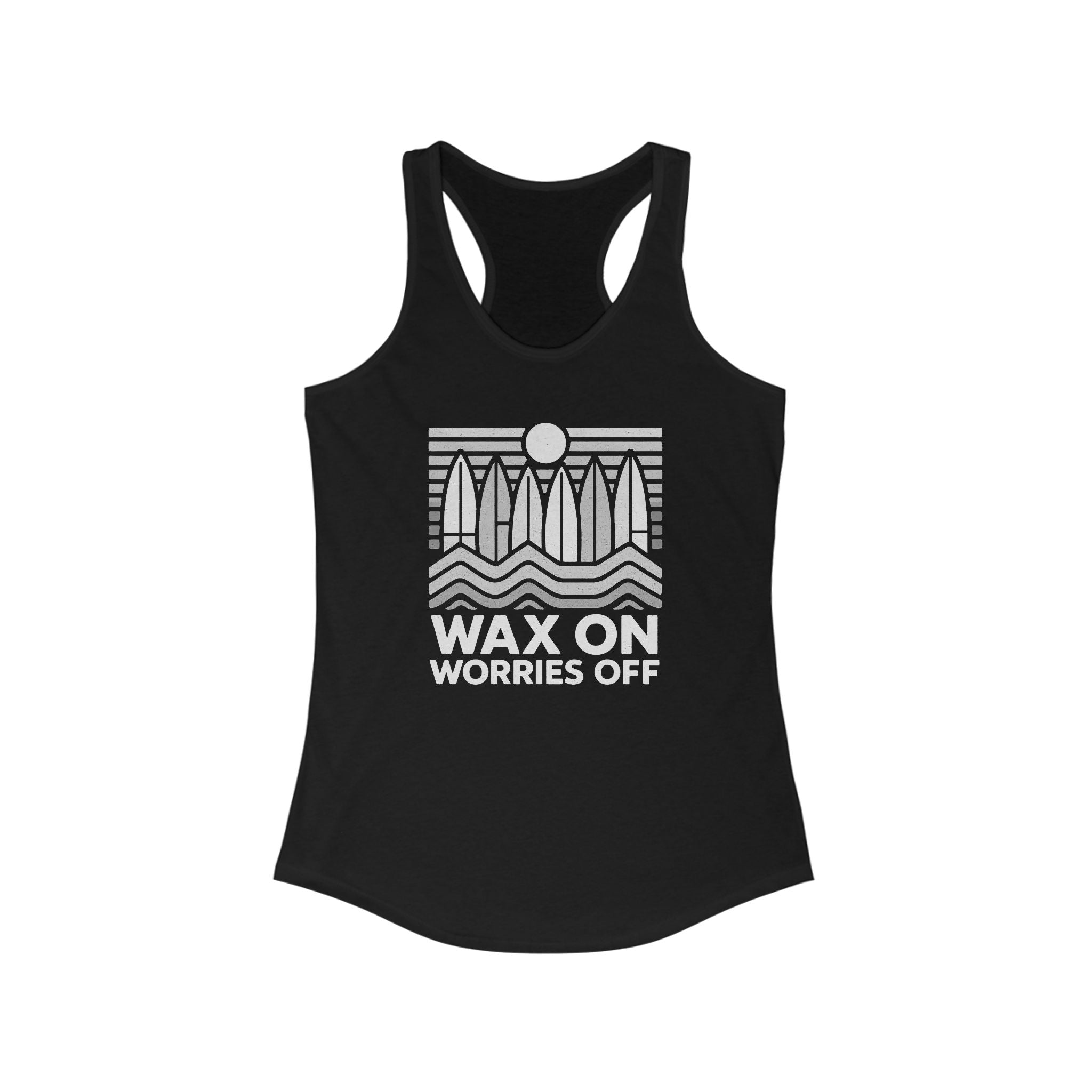 Boards Up 'Wax On' Racerback Tank - Wave White