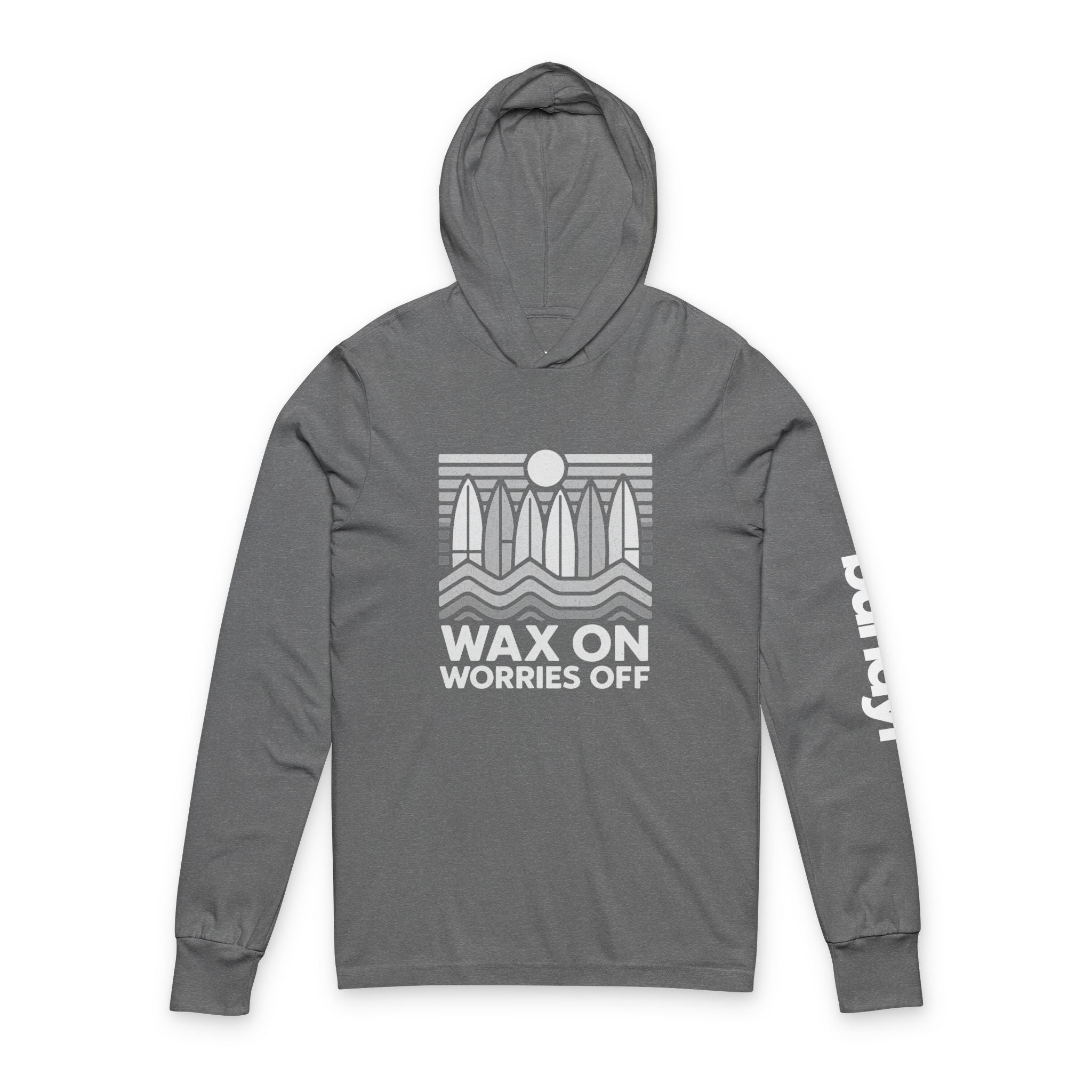 Boards Up 'Wax On' Long Sleeve Hooded Tee - Wave White