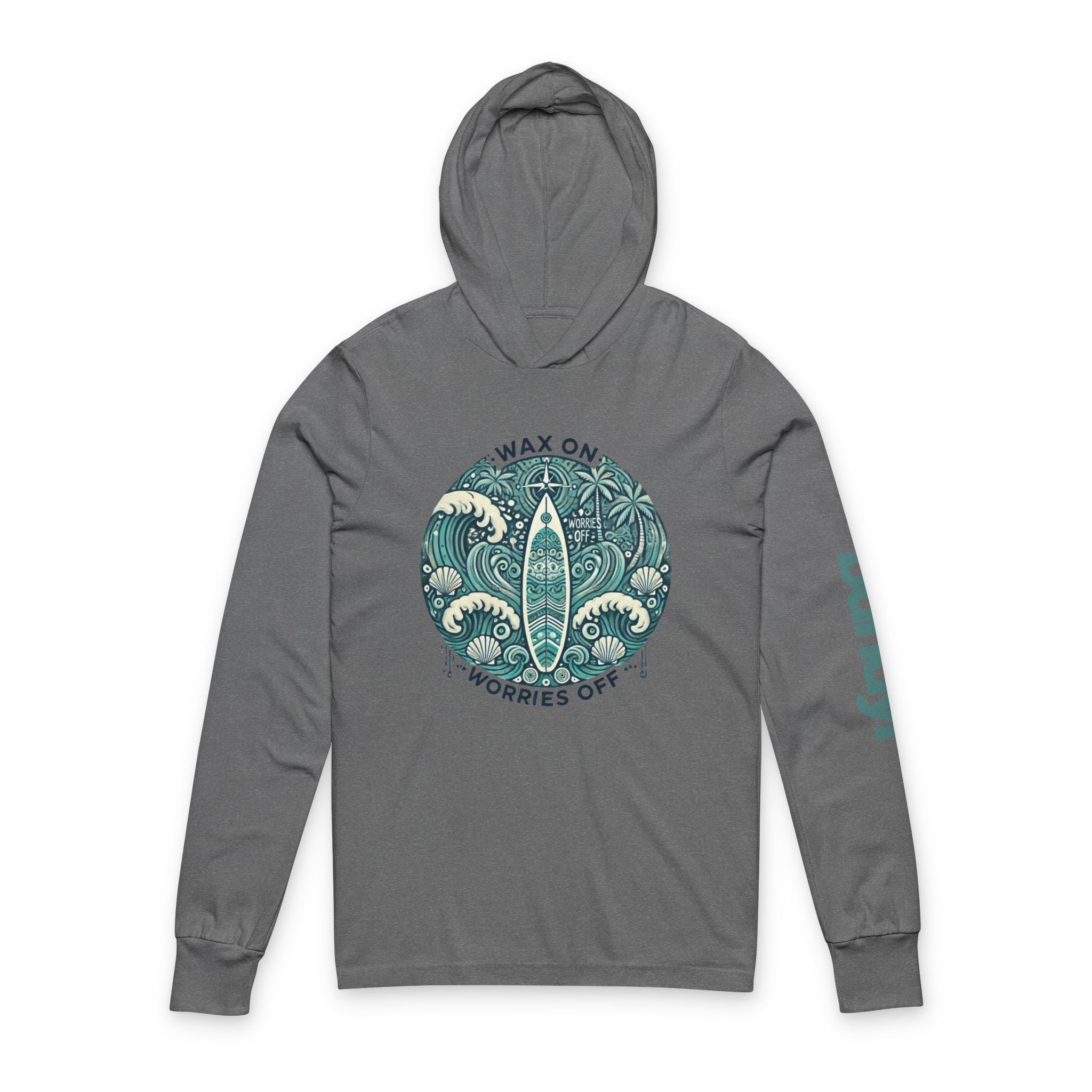 Vintage 'Wax On' Long Sleeve Hooded Tee - Shadow Green