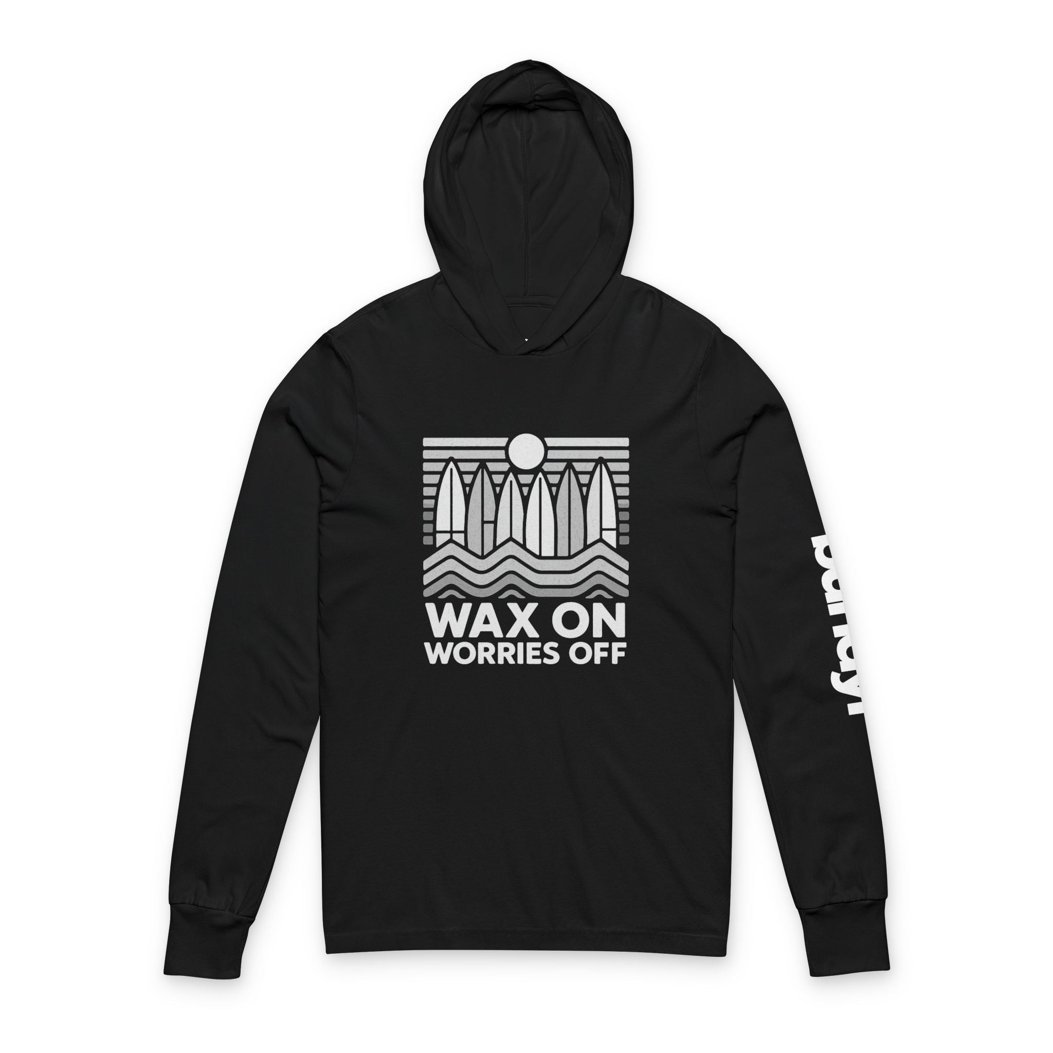 Boards Up 'Wax On' Long Sleeve Hooded Tee - Wave White