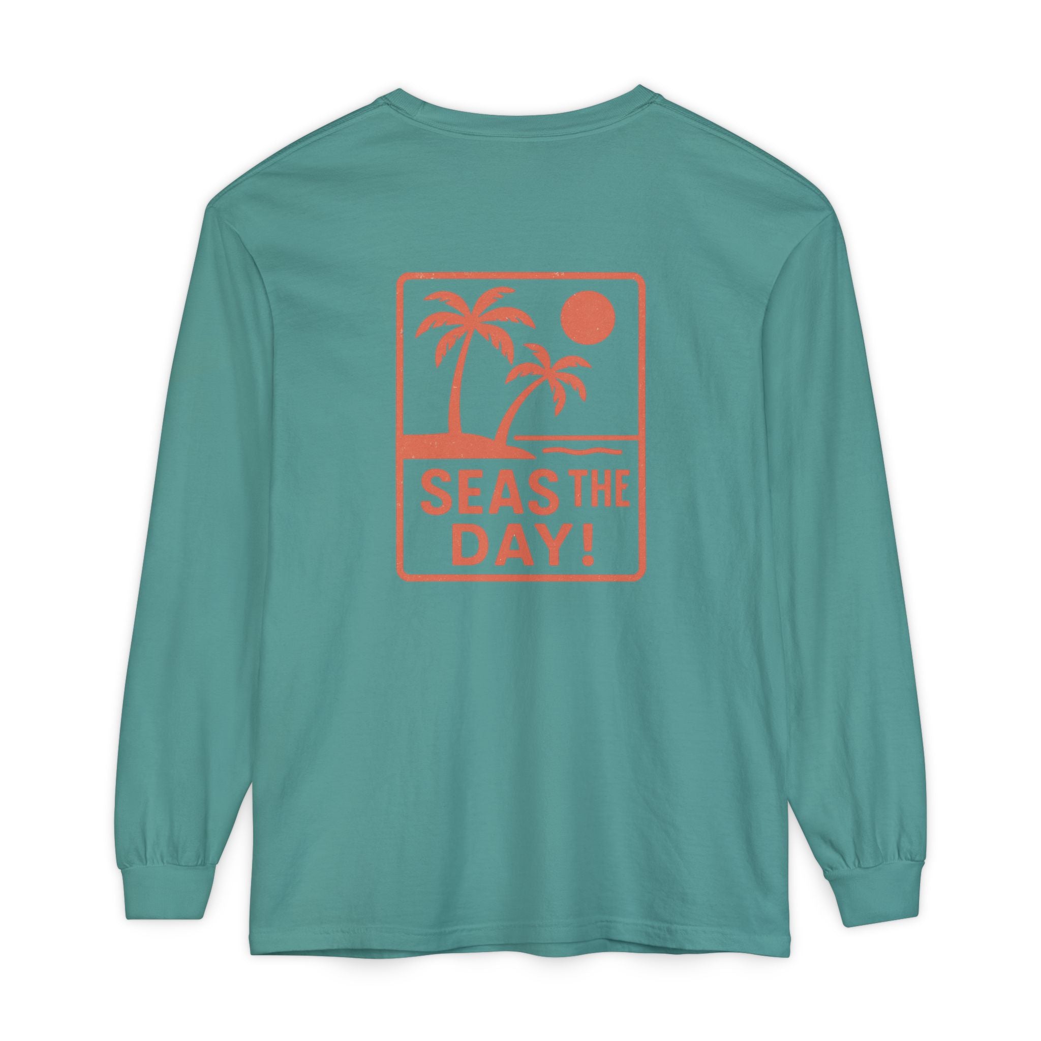 Tropic Beach 'Seas the Day' Long Sleeve Tee - Sunset Orange