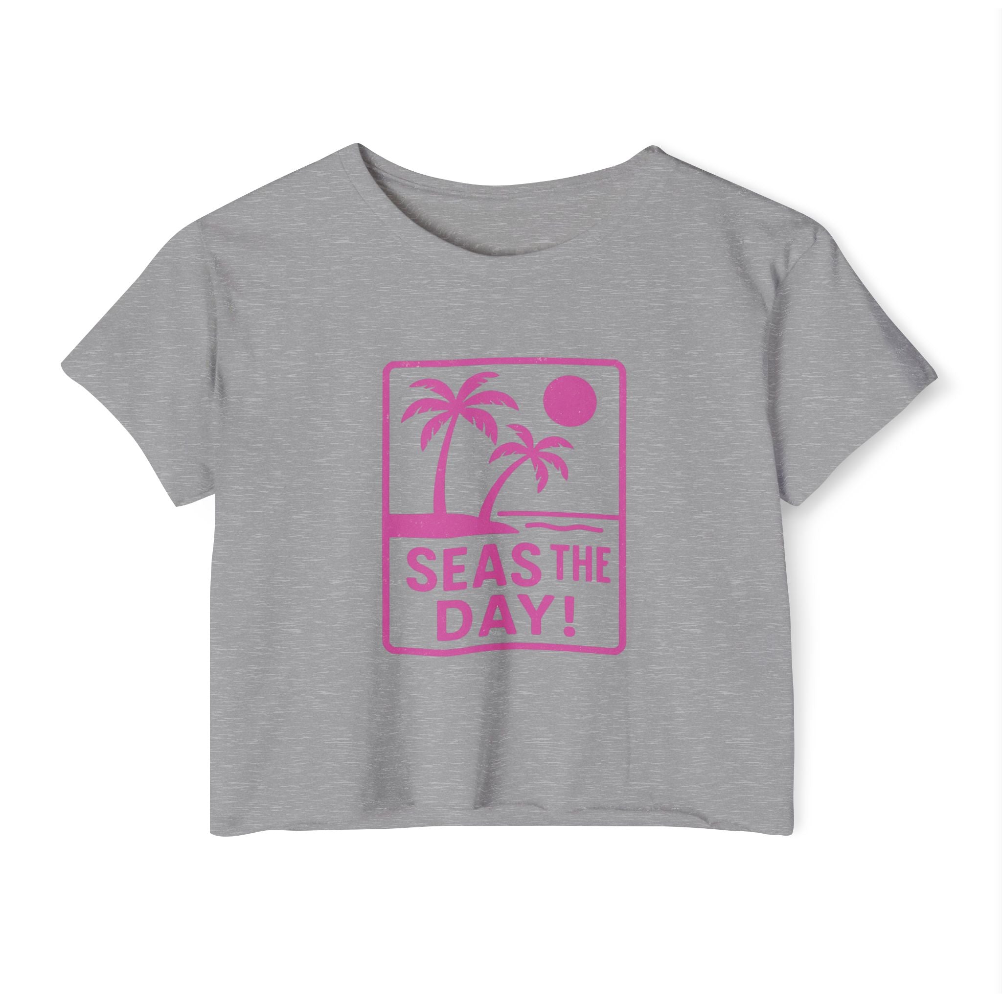 Tropic Beach 'Seas the Day' Festival Crop Top - Hot Summer Pink