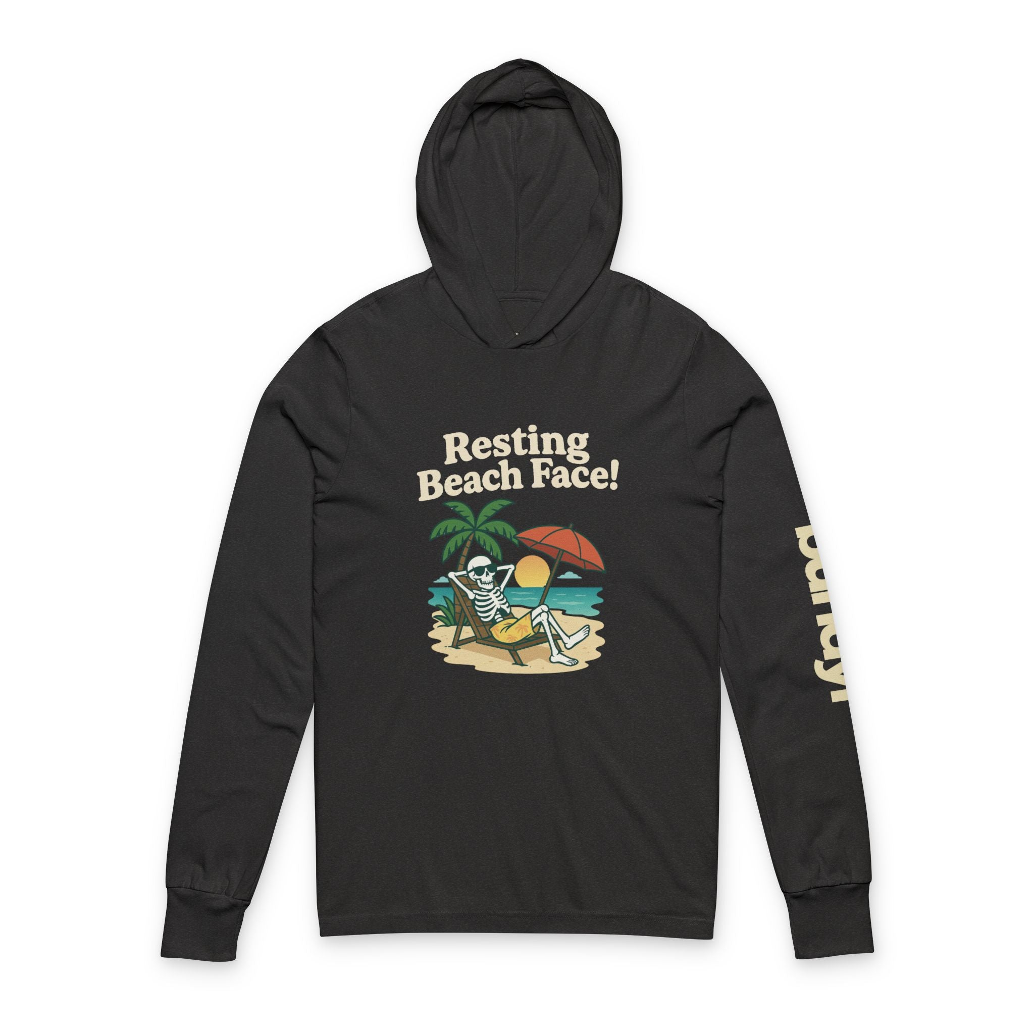 Skully 'Resting Beach Face' Long Sleeve Hooded Tee - Bold Front