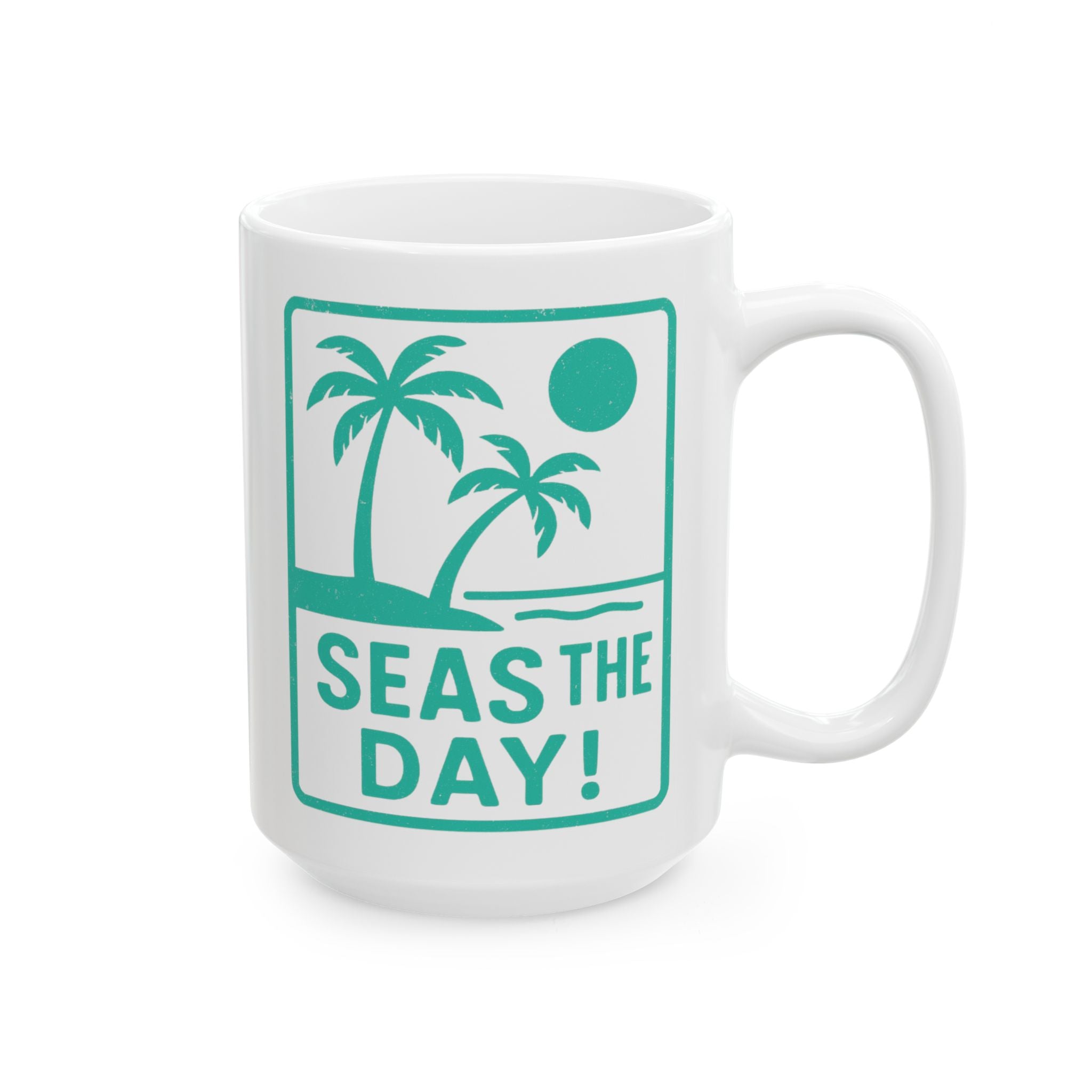 Tropic Beach 'Seas the Day' Coffee Mug - Seafoam Green