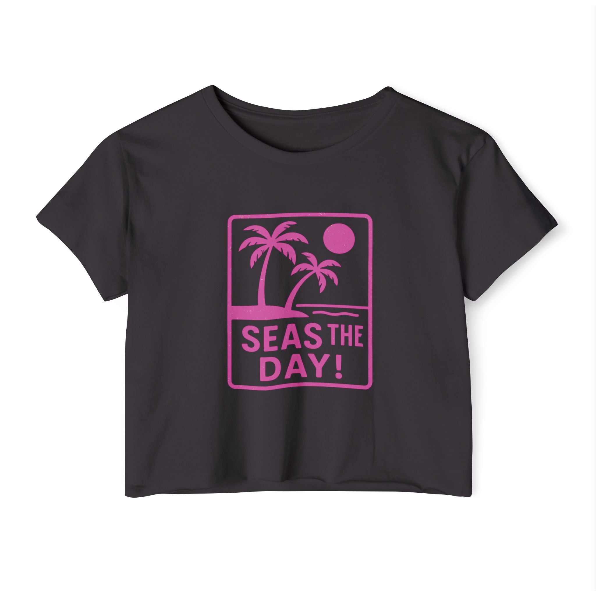 Tropic Beach 'Seas the Day' Festival Crop Top - Hot Summer Pink