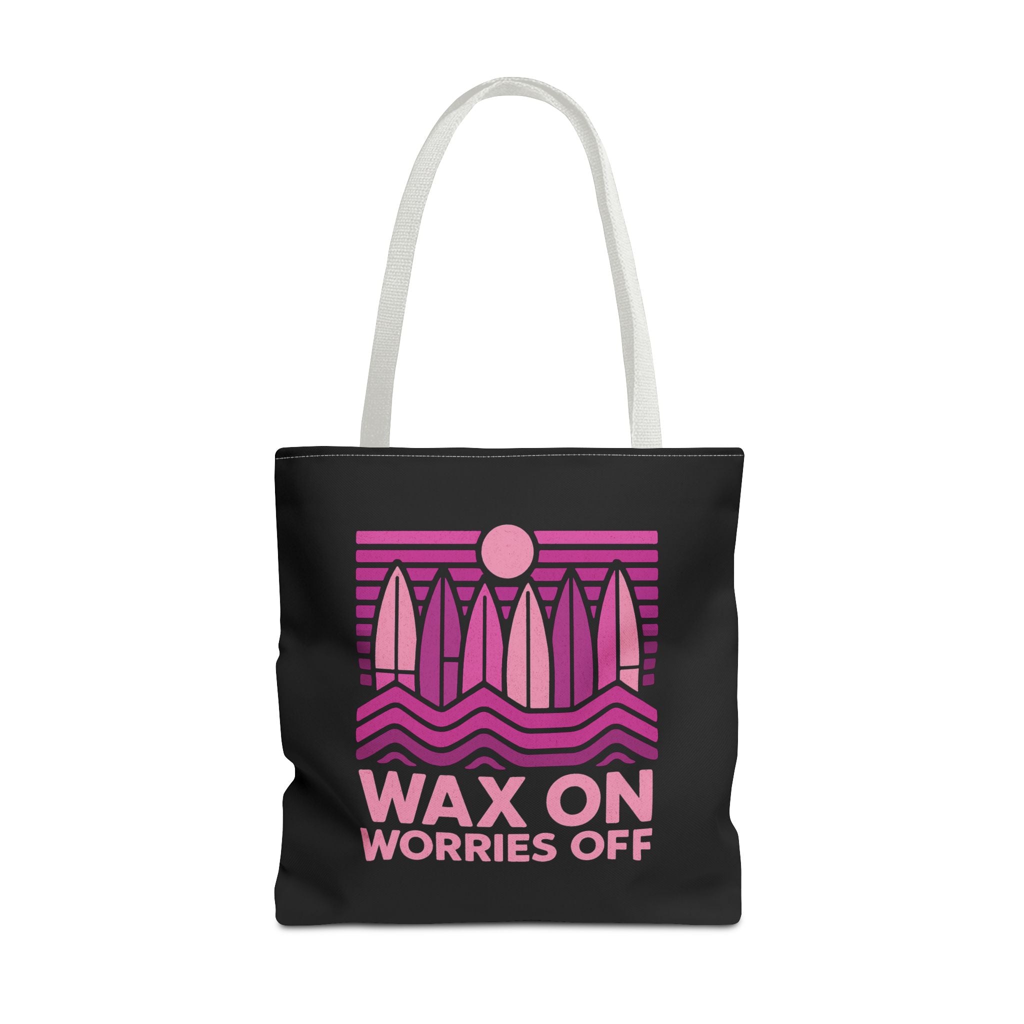 Boards Up 'Wax On' Beach Canvas Tote Bag - 18x18 in Hot Summer Pink
