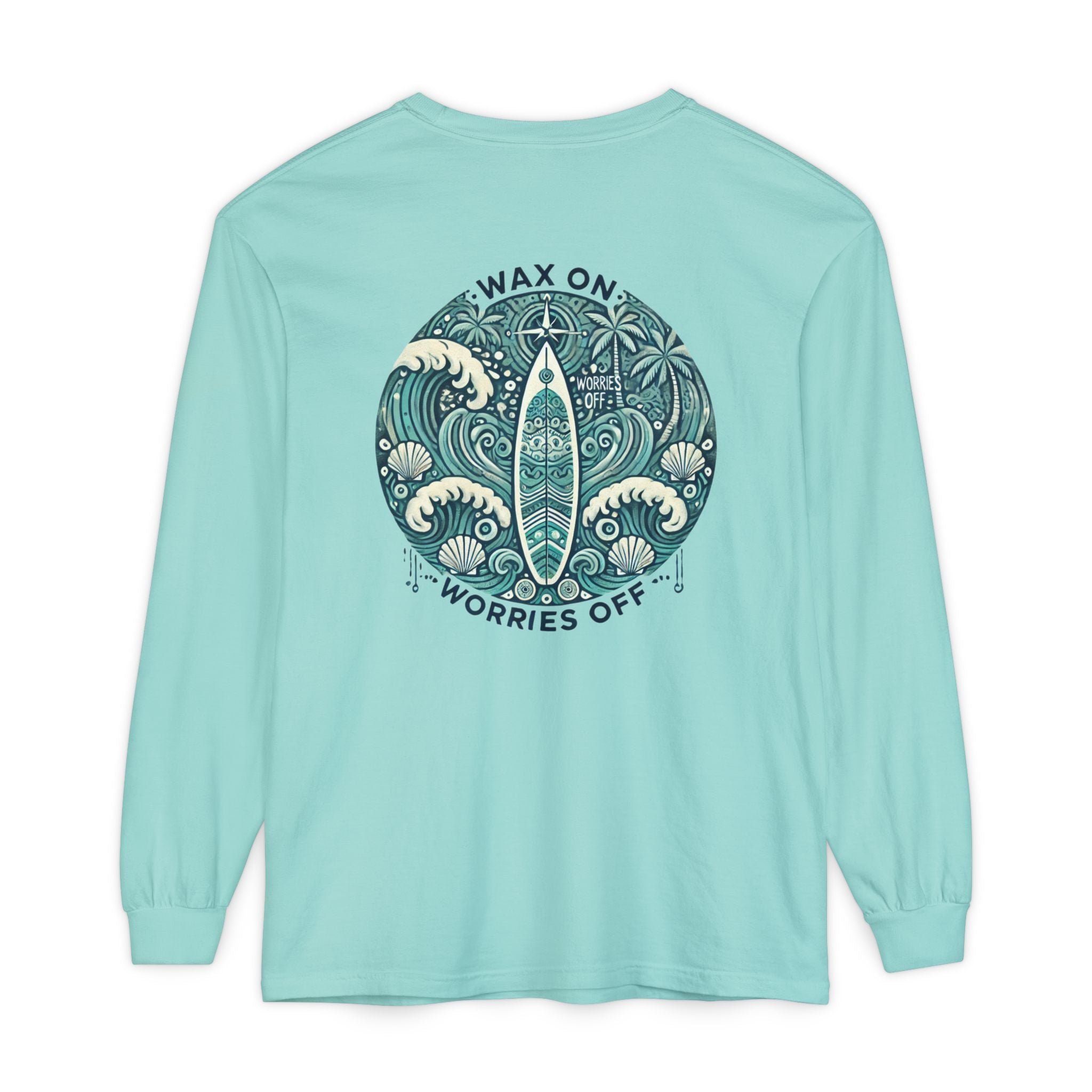 Vintage 'Wax On' Long Sleeve Tee - Shadow Green