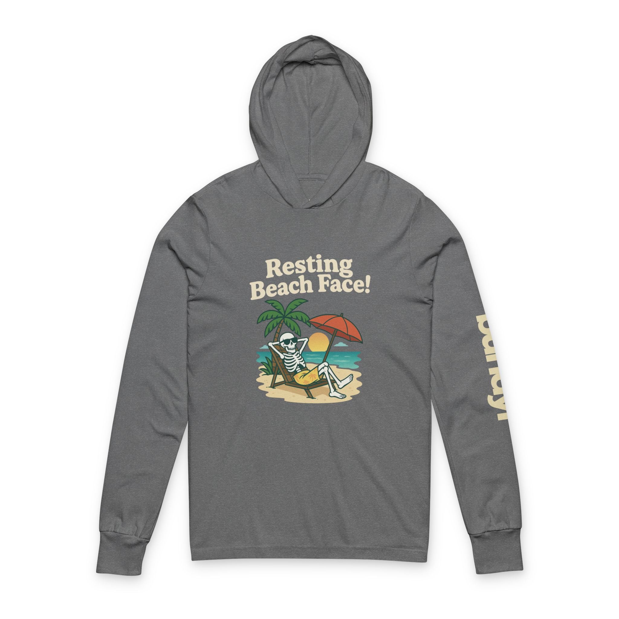 Skully 'Resting Beach Face' Long Sleeve Hooded Tee - Bold Front
