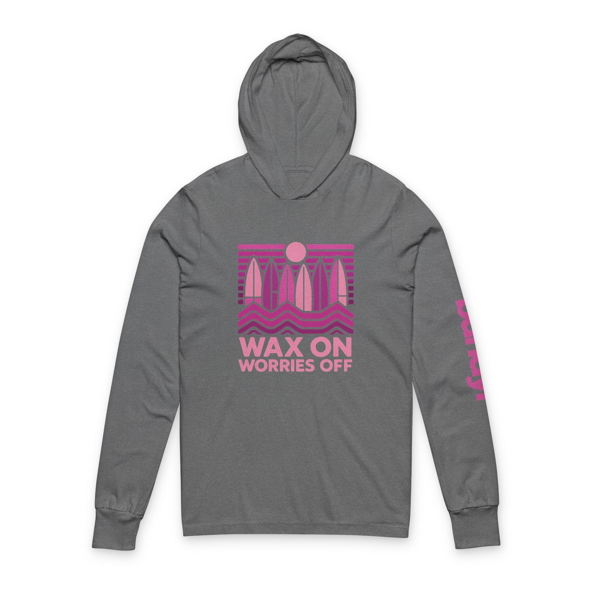 Boards Up 'Wax On' Long Sleeve Hooded Tee - Hot Summer Pink