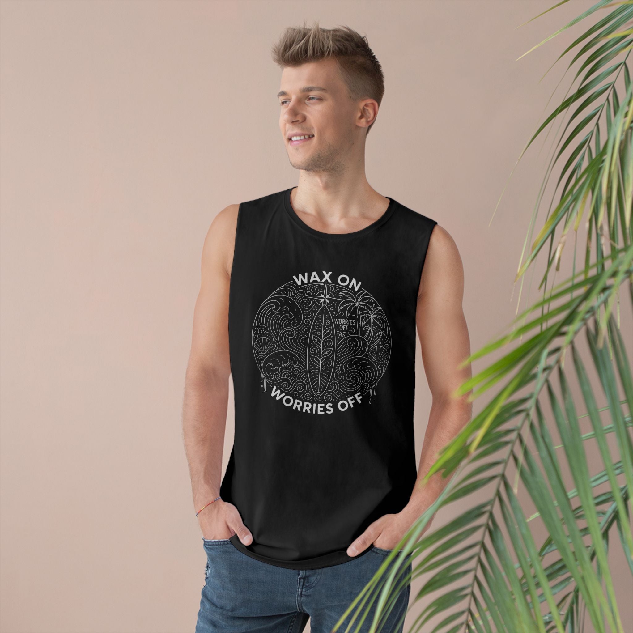 Vintage 'Wax On' Chill Tank - Pencil White