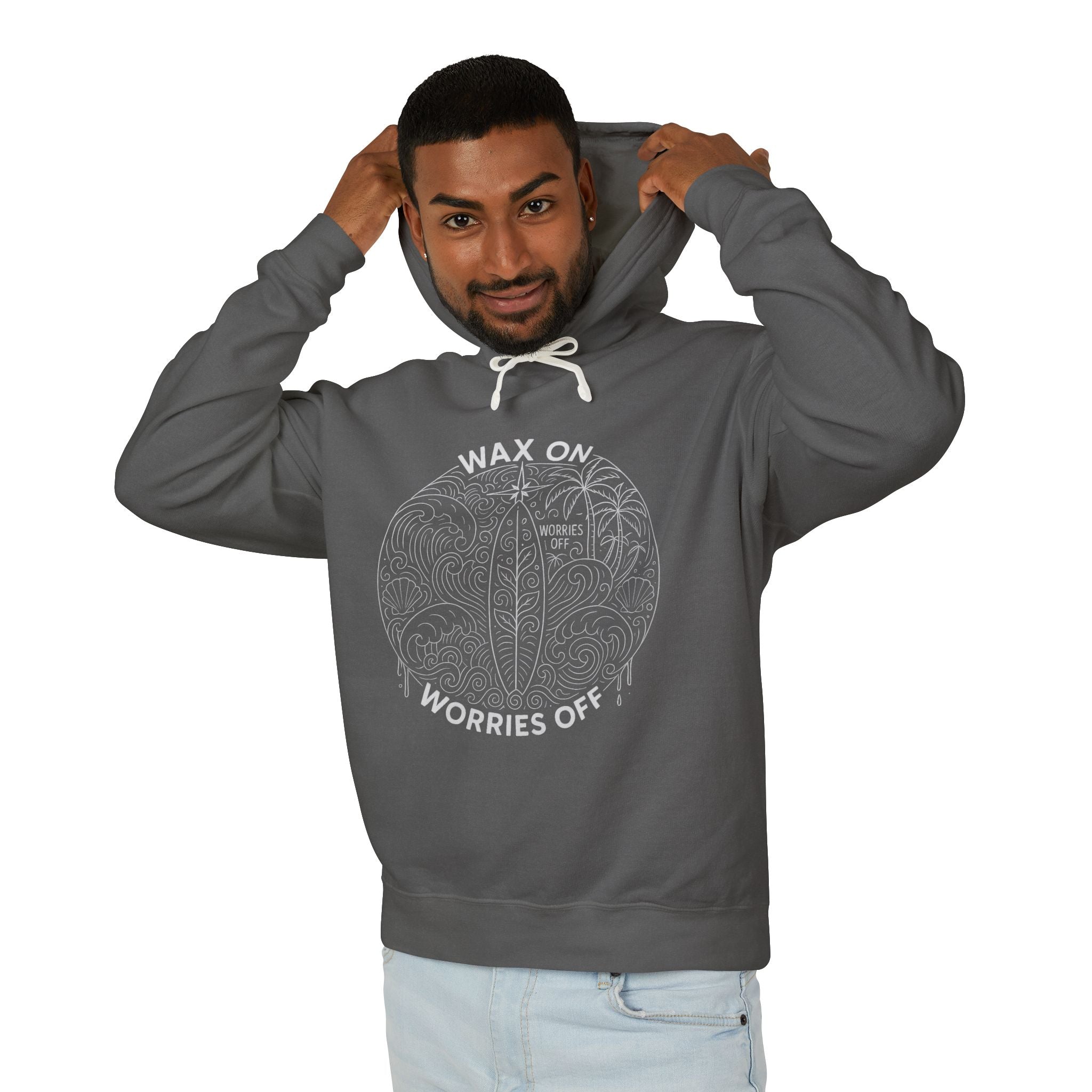 Vintage 'Wax On' Hoodie - Pencil White - Bold Front