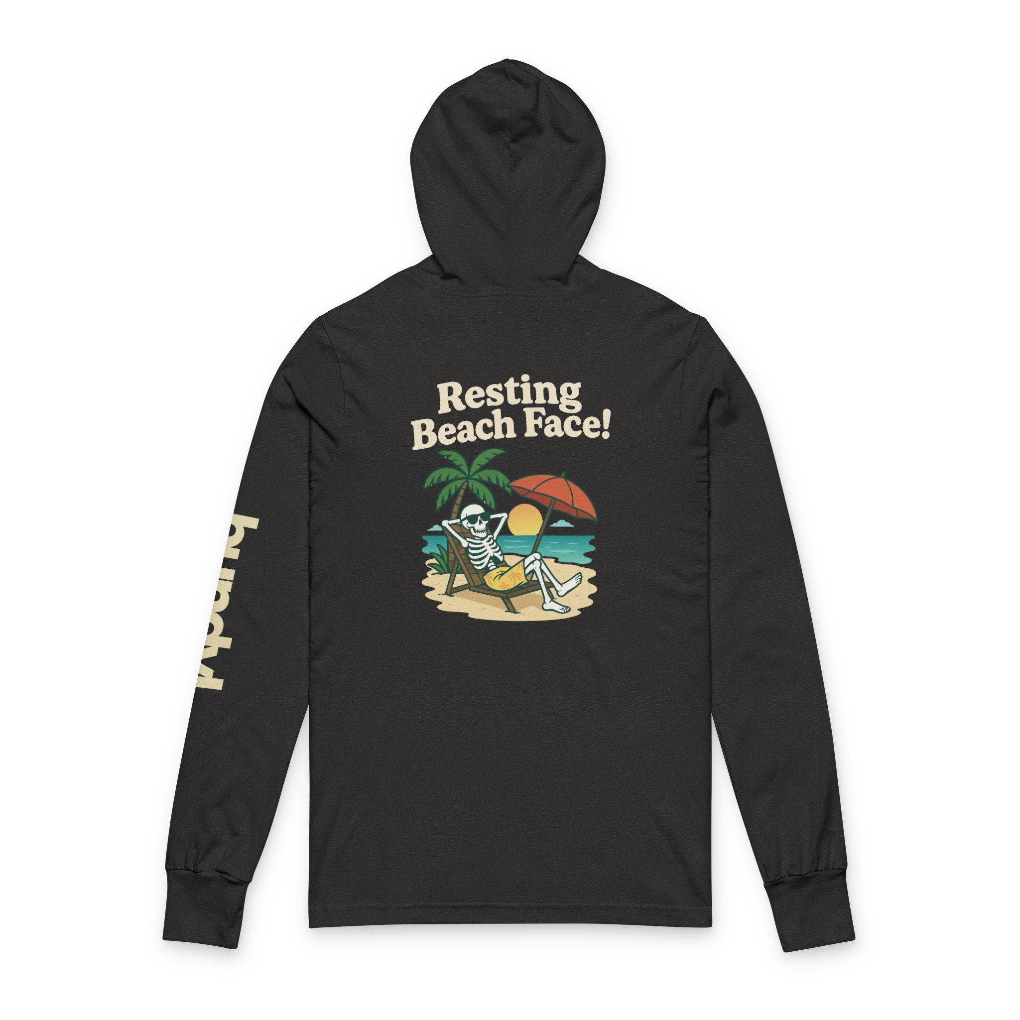 Skully 'Resting Beach Face' Long Sleeve Hooded Tee - Bold Back