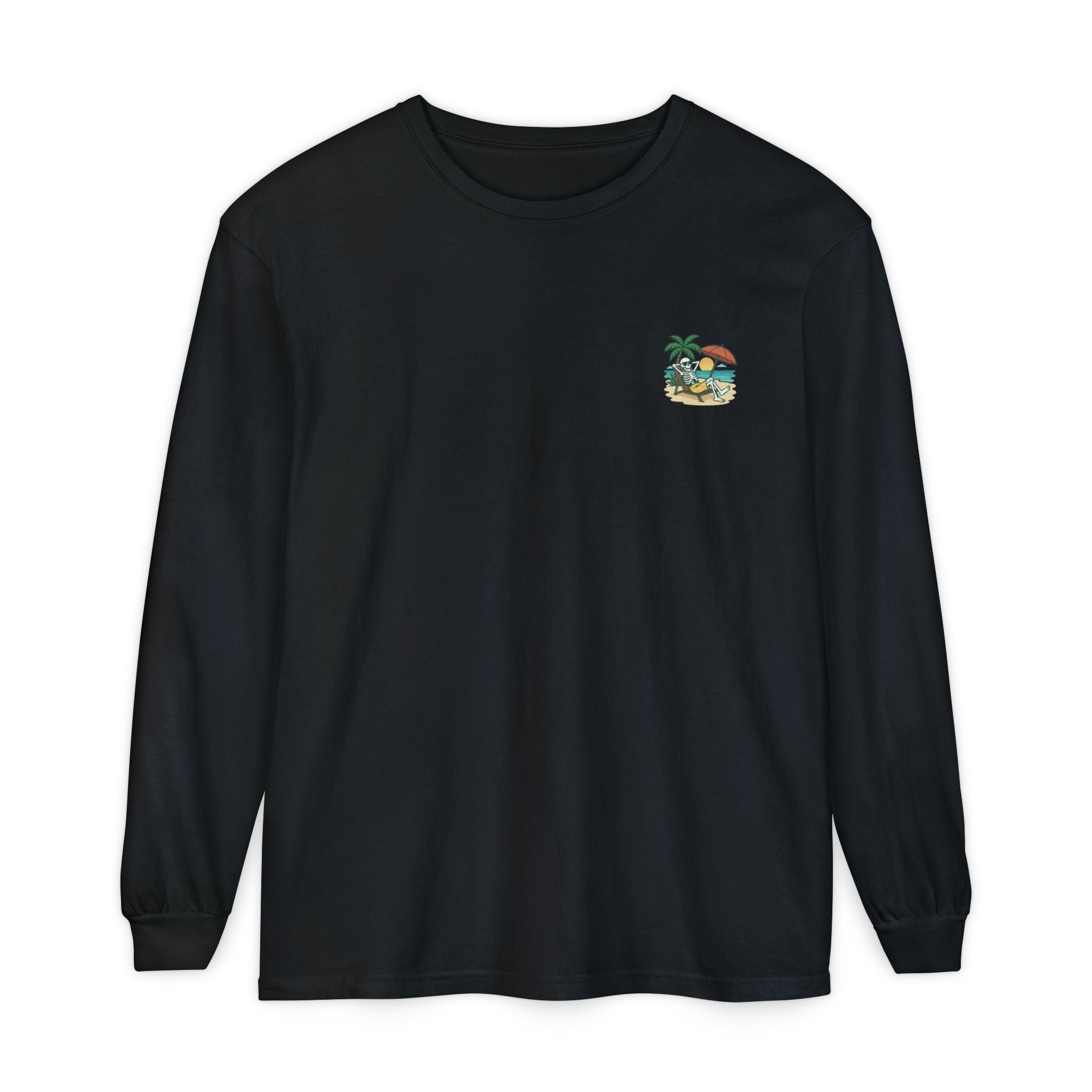 Skully 'Resting Beach Face' Long Sleeve Tee - Pocket Only