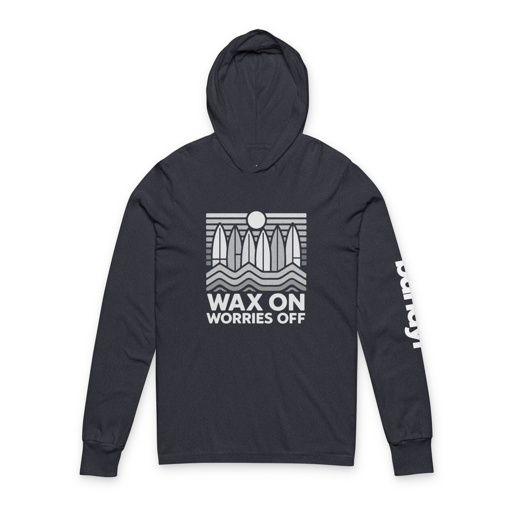 Boards Up 'Wax On' Long Sleeve Hooded Tee - Wave White