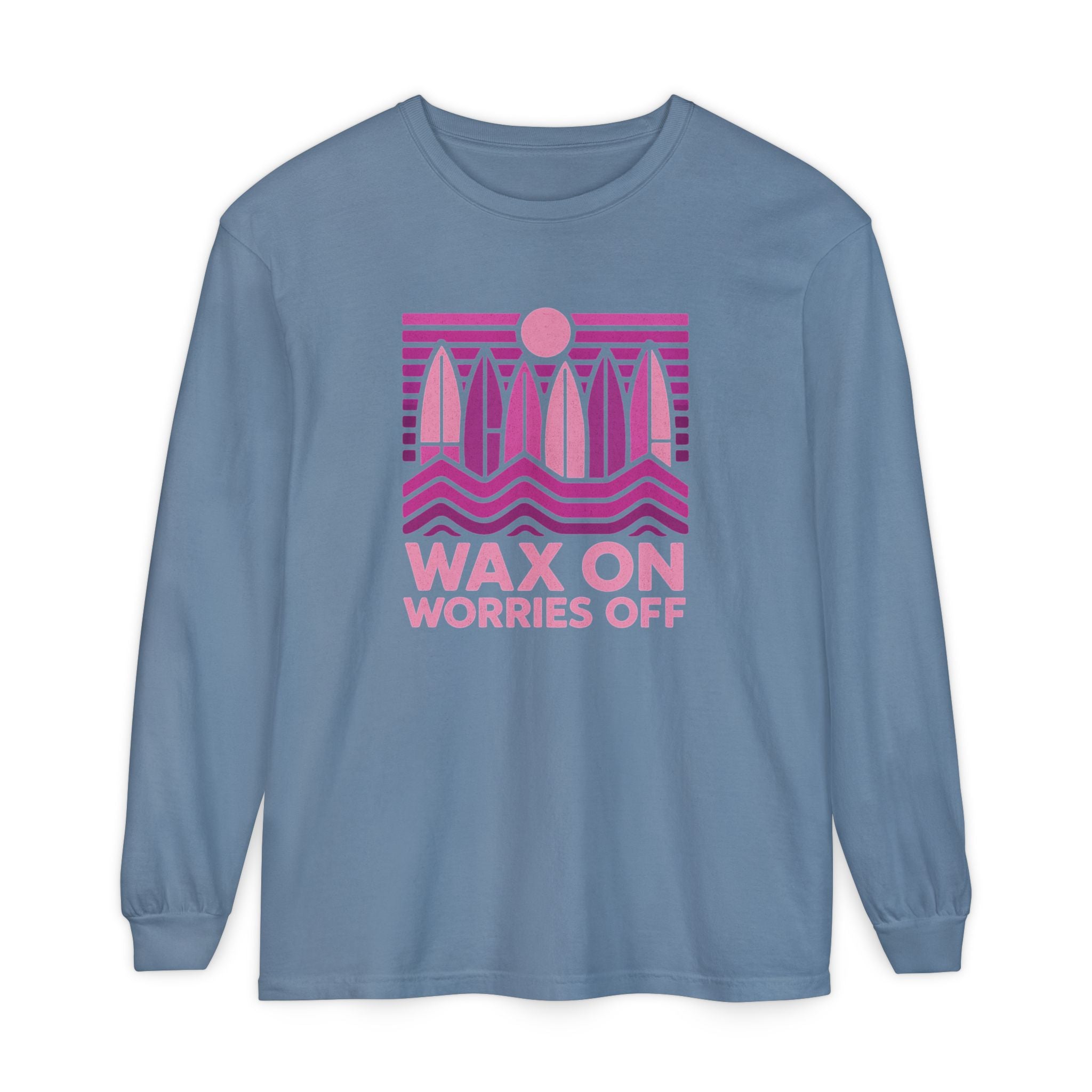 Boards Up 'Wax On' Long Sleeve Tee - Hot Summer Pink