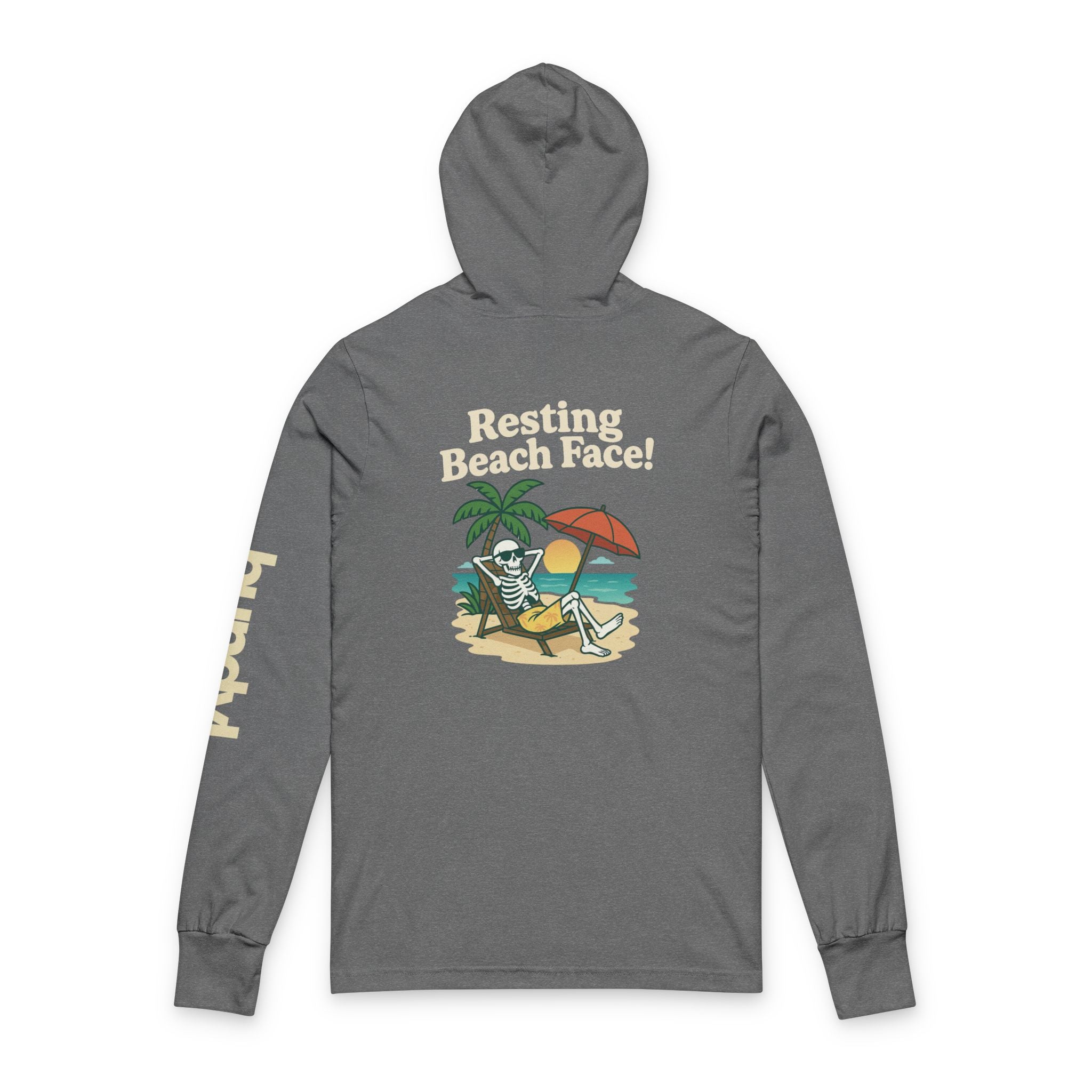 Skully 'Resting Beach Face' Long Sleeve Hooded Tee - Bold Back
