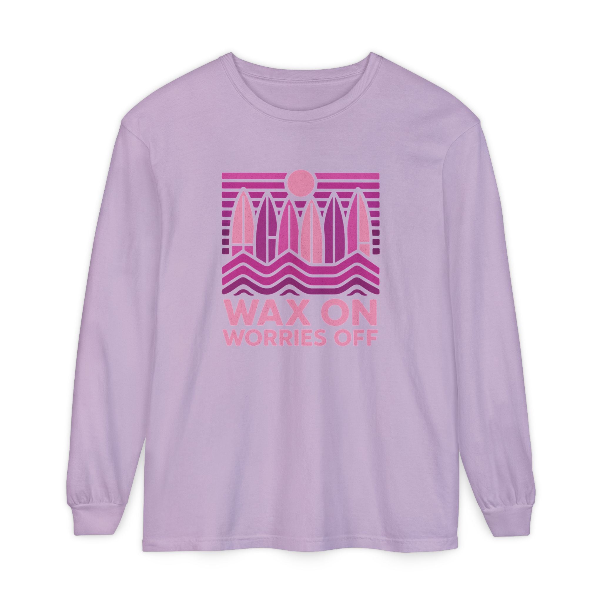 Boards Up 'Wax On' Long Sleeve Tee - Hot Summer Pink