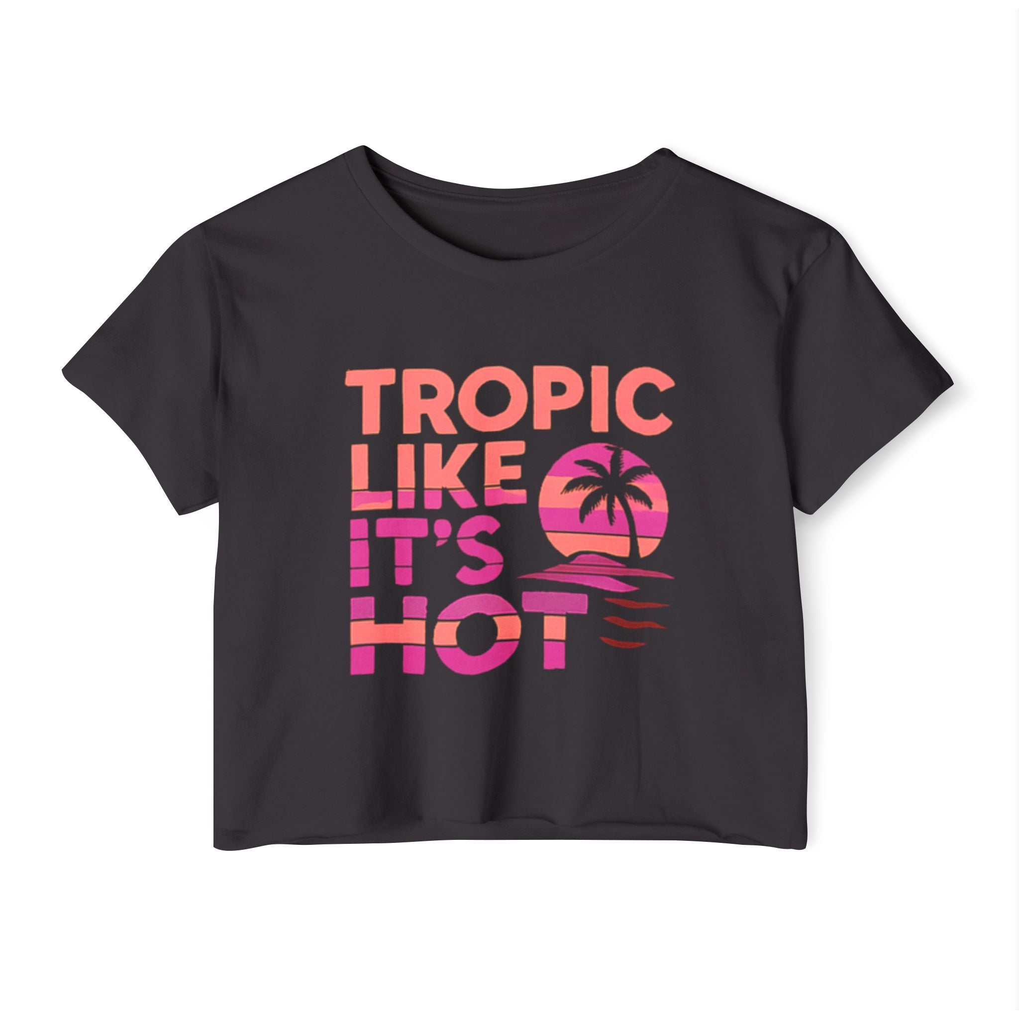 Big & Bold 'Tropic Like It's Hot' Festival Crop Top - Hot Summer Pink