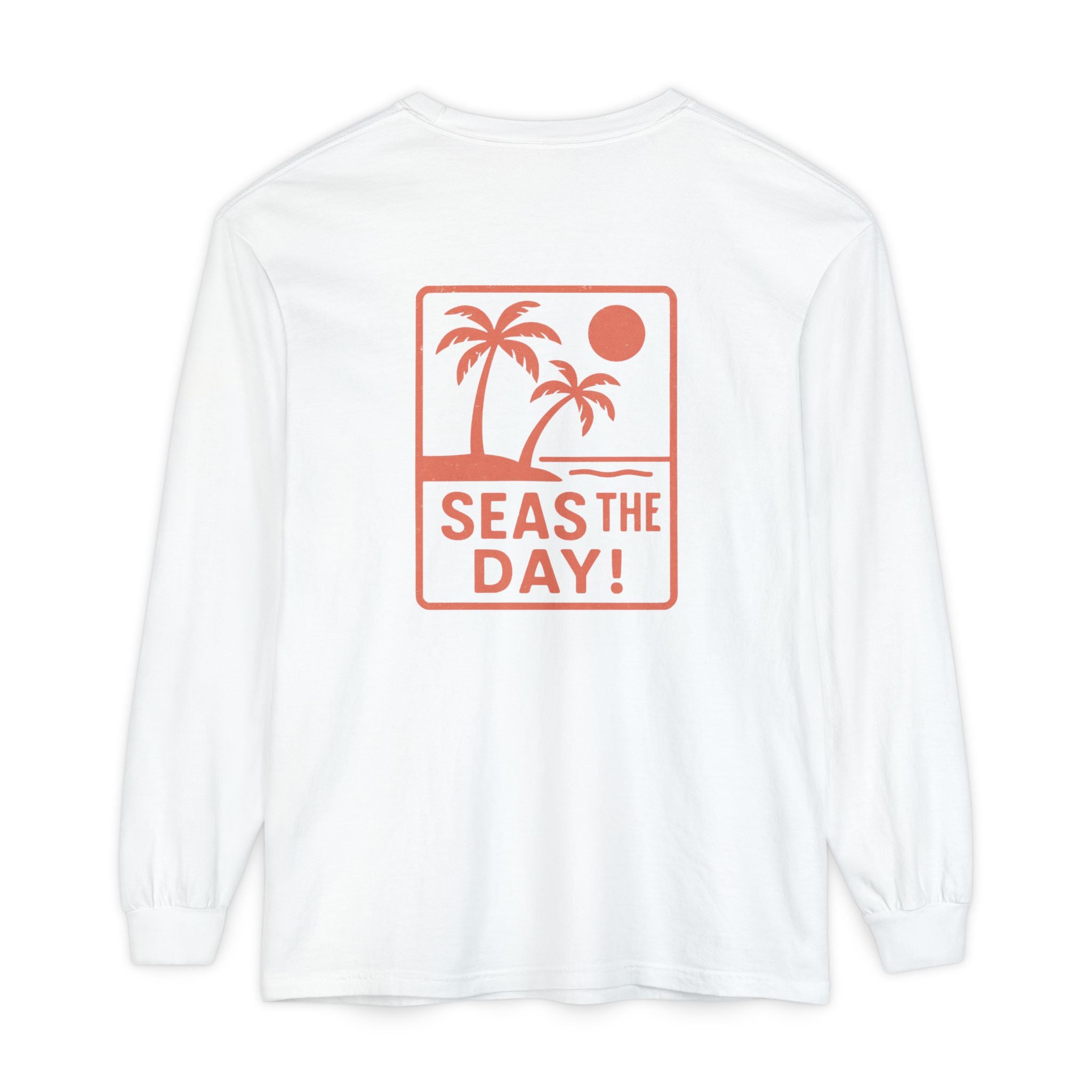 Tropic Beach 'Seas the Day' Long Sleeve Tee - Sunset Orange
