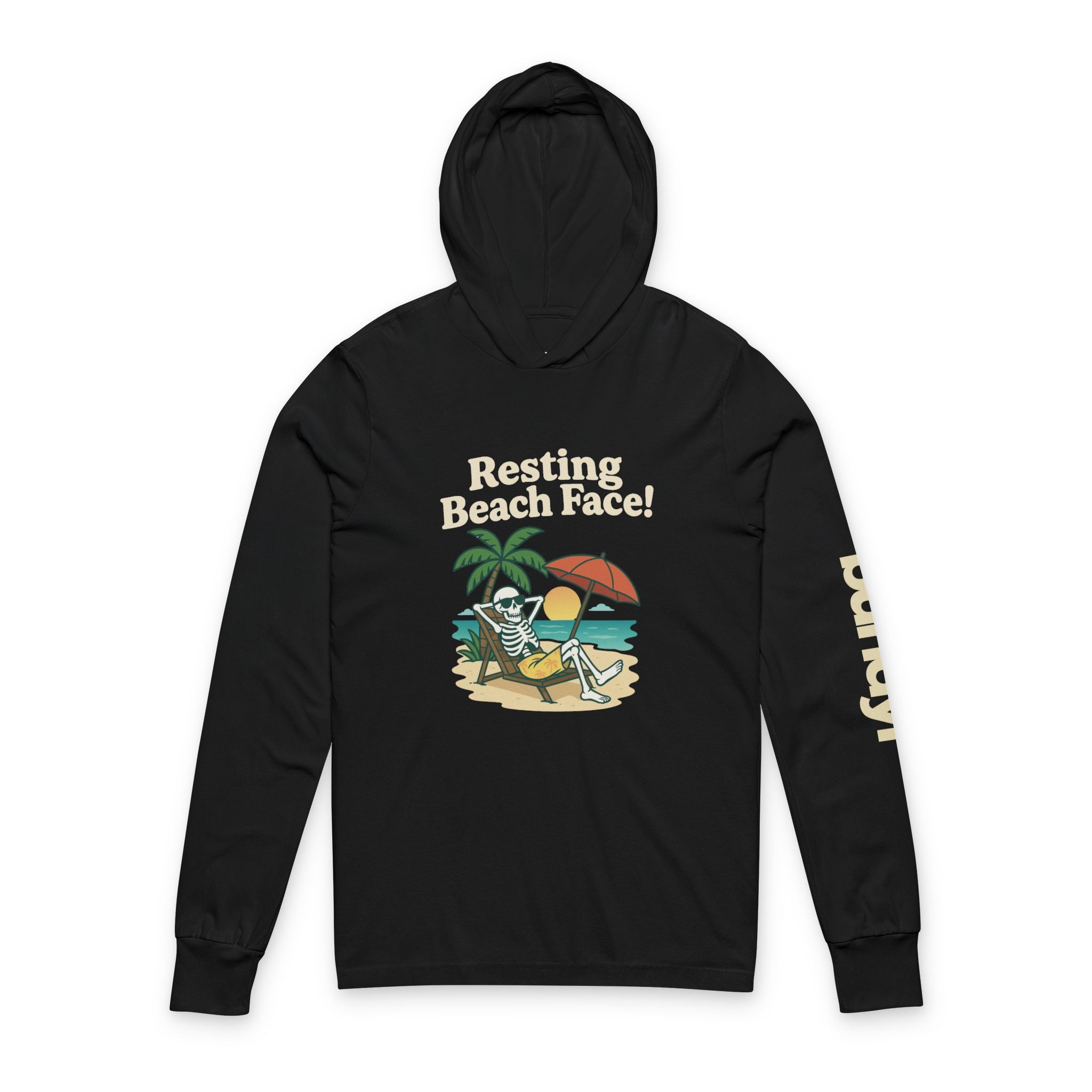 Skully 'Resting Beach Face' Long Sleeve Hooded Tee - Bold Front