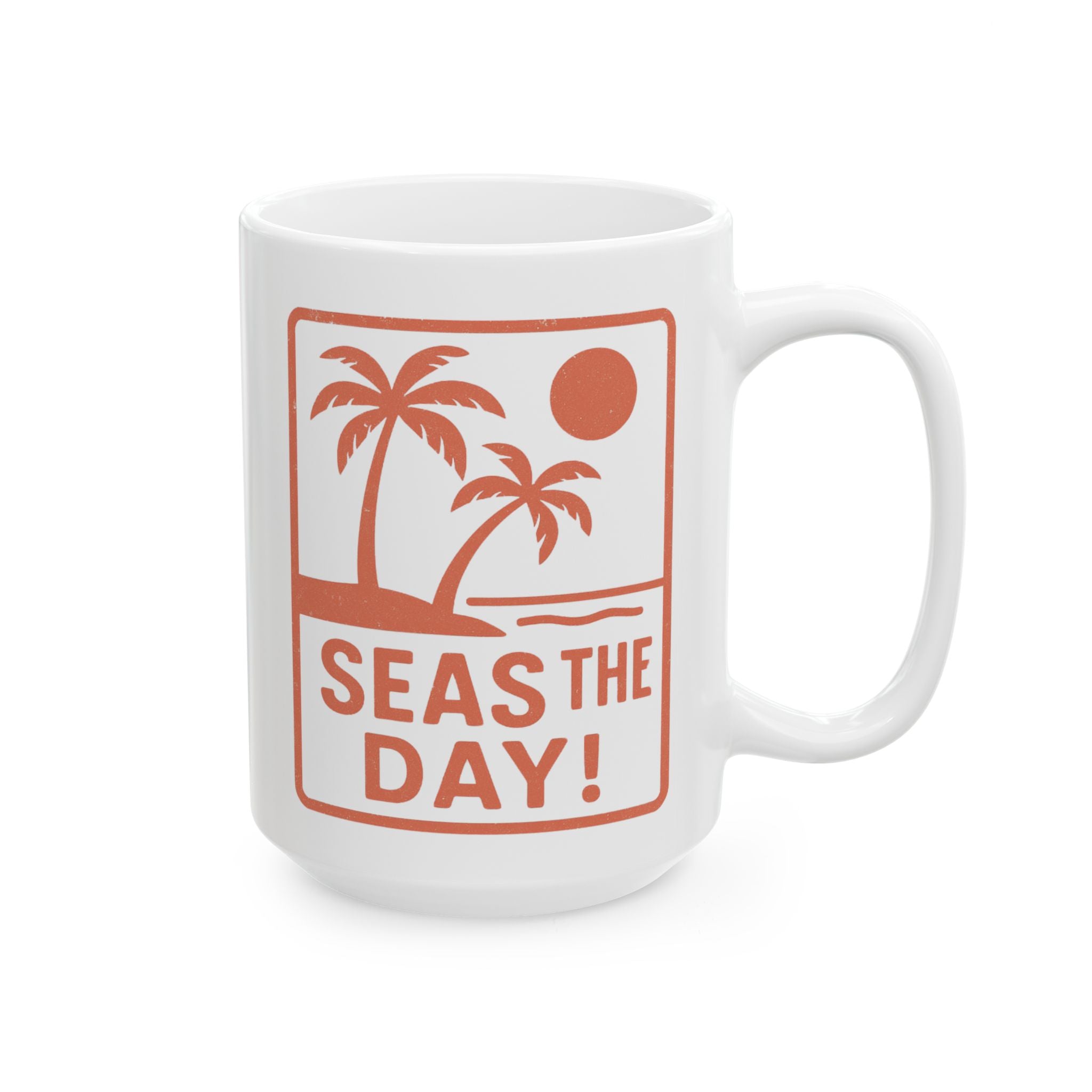 Tropic Beach 'Seas the Day' Coffee Mug - Sunset Orange