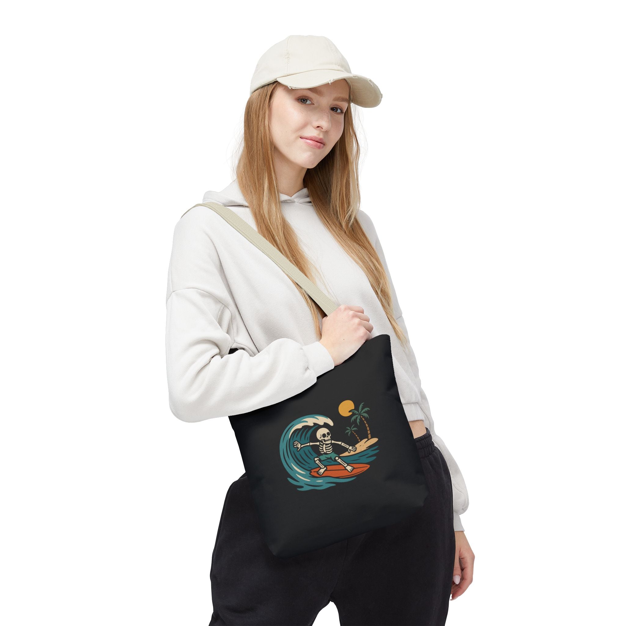 Skully Surfing Everyday Canvas Tote Bag - 13x13