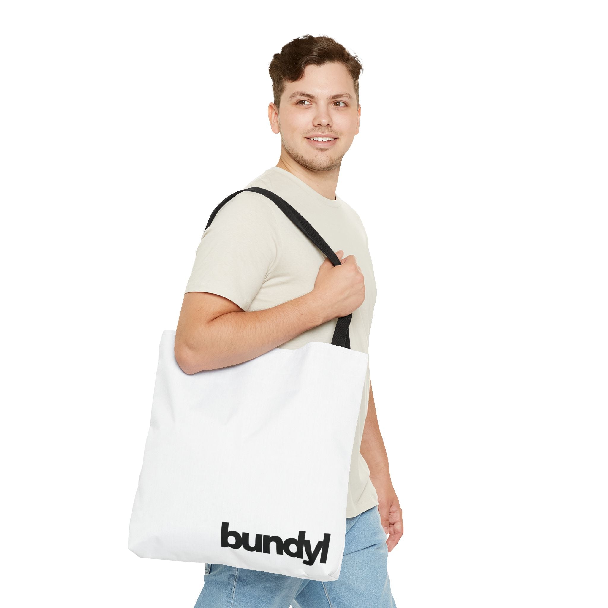 bundyl Logo Beach Canvas Tote Bag - 18x18 in White