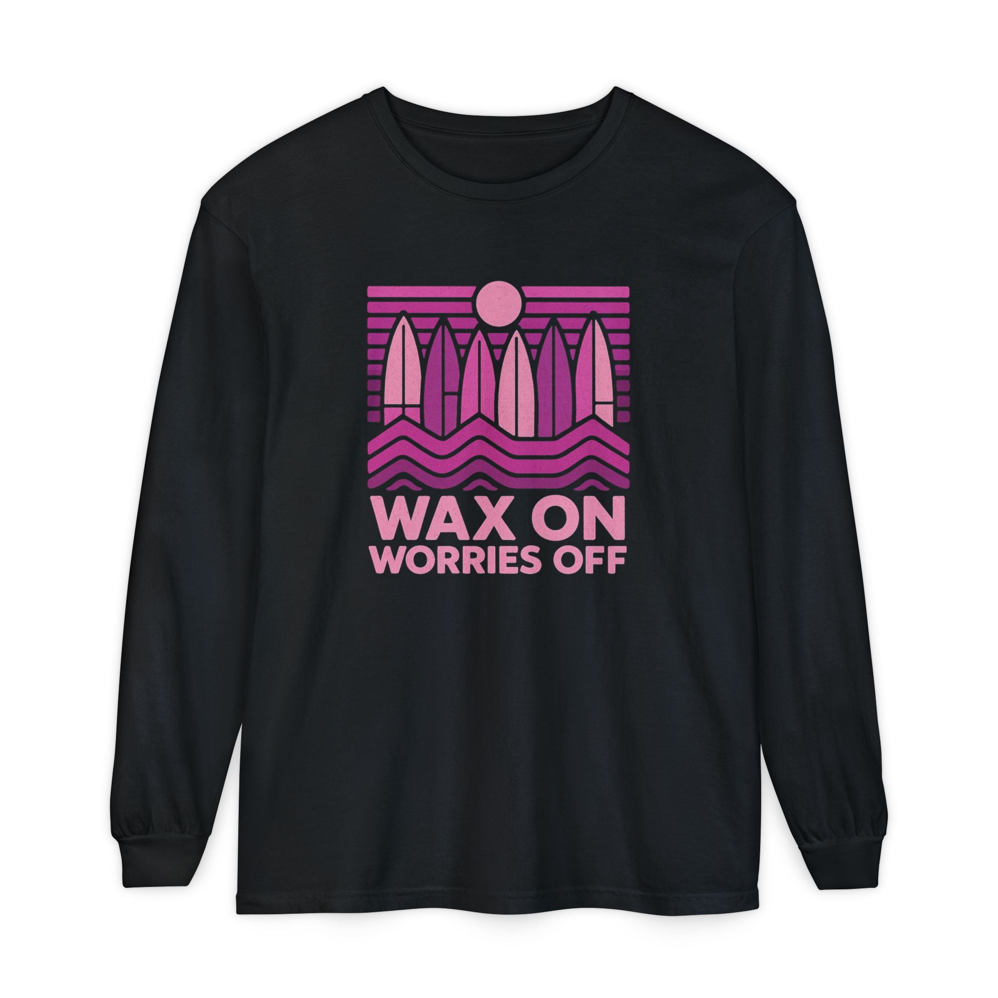 Boards Up 'Wax On' Long Sleeve Tee - Hot Summer Pink