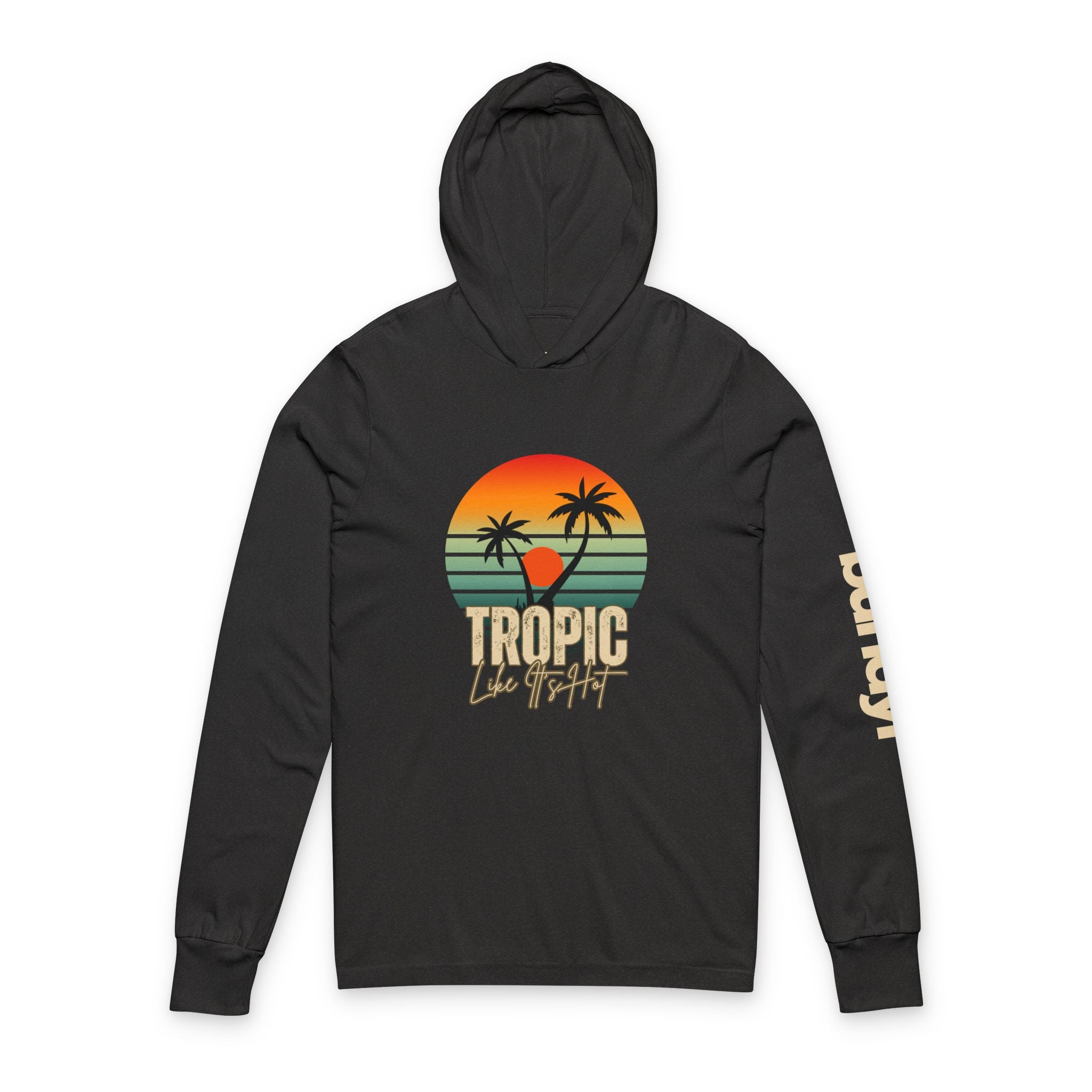 'Tropic Like It's Hot' Sunset Long Sleeve Hooded Tee