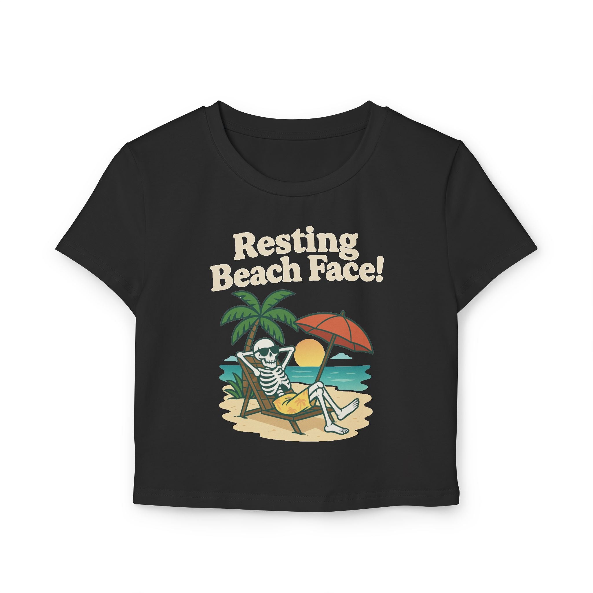 Skully 'Resting Beach Face' Cropped Fitted Tee