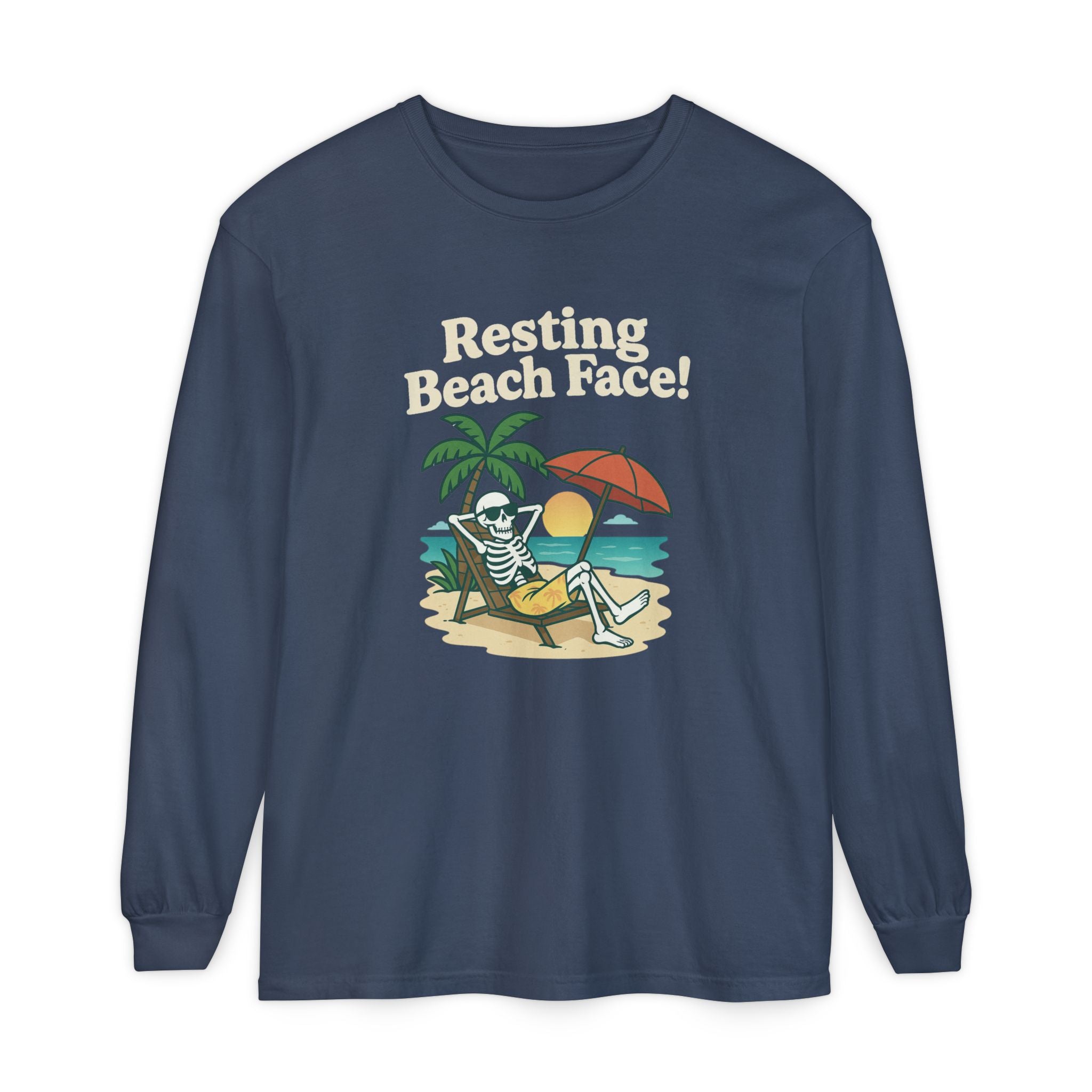 Skully 'Resting Beach Face' Long Sleeve Tee - Bold Front