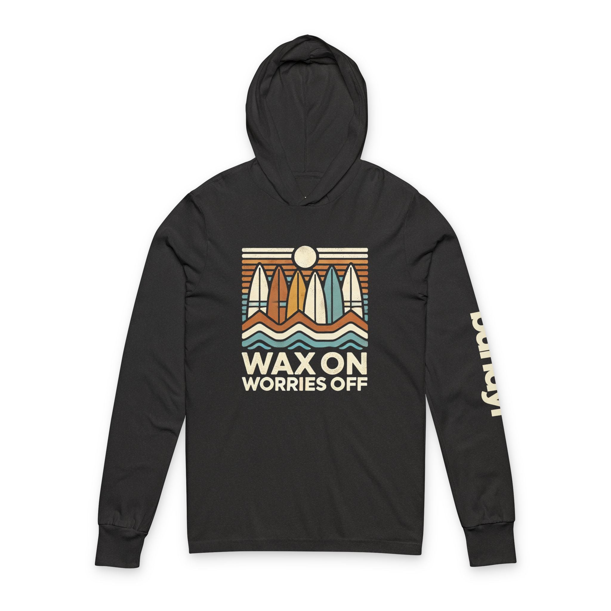 Boards Up 'Wax On' Long Sleeve Hooded Tee - Sand & Sky