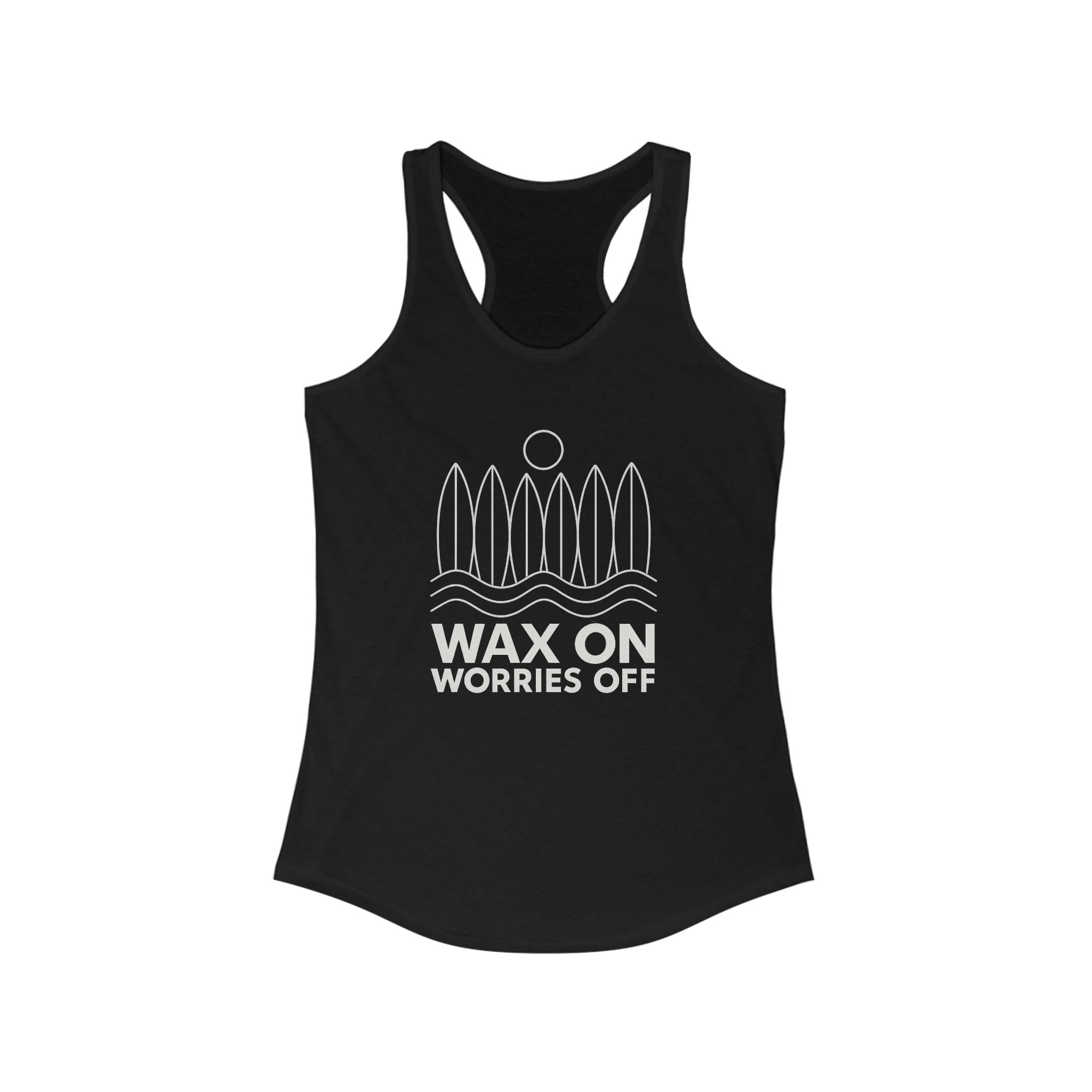 Boards Up 'Wax On' Racerback Tank - White Outline