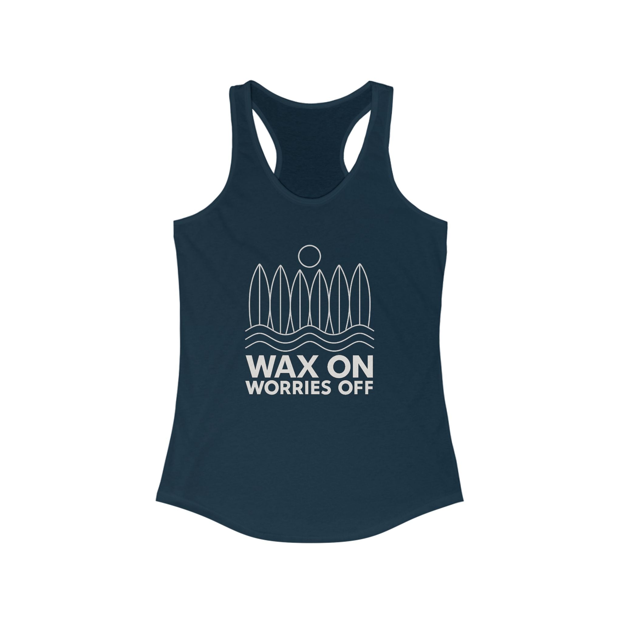 Boards Up 'Wax On' Racerback Tank - White Outline