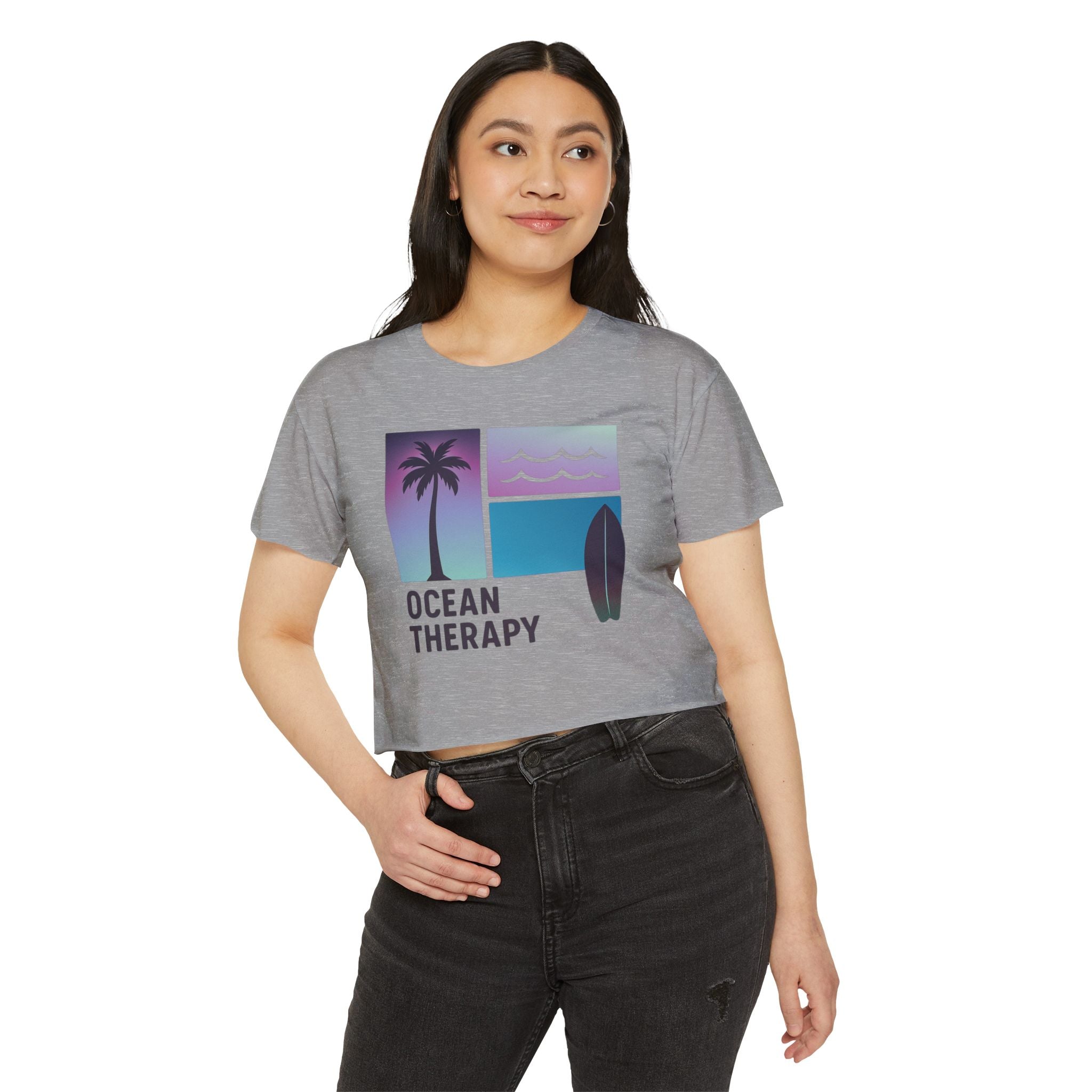 Ocean Therapy Festival Crop Top - Beach Block Purple