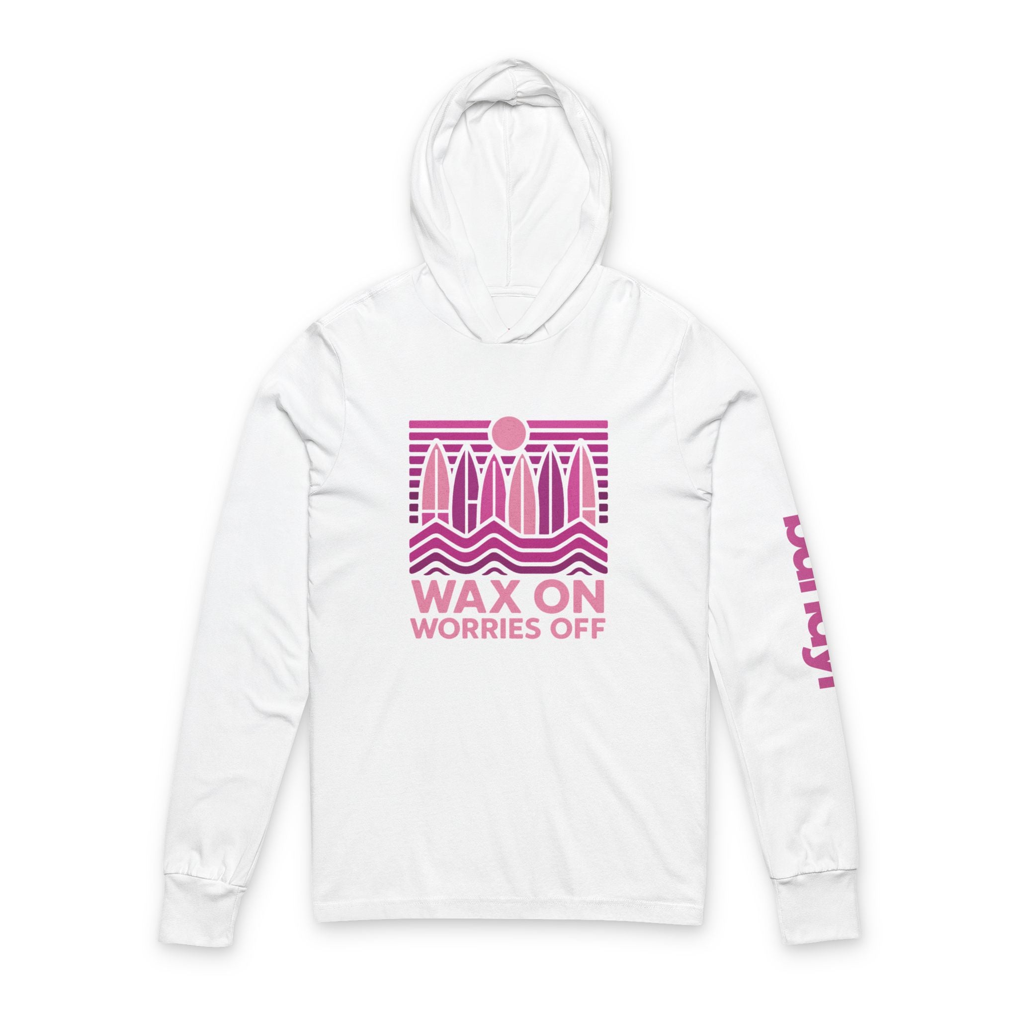 Boards Up 'Wax On' Long Sleeve Hooded Tee - Hot Summer Pink