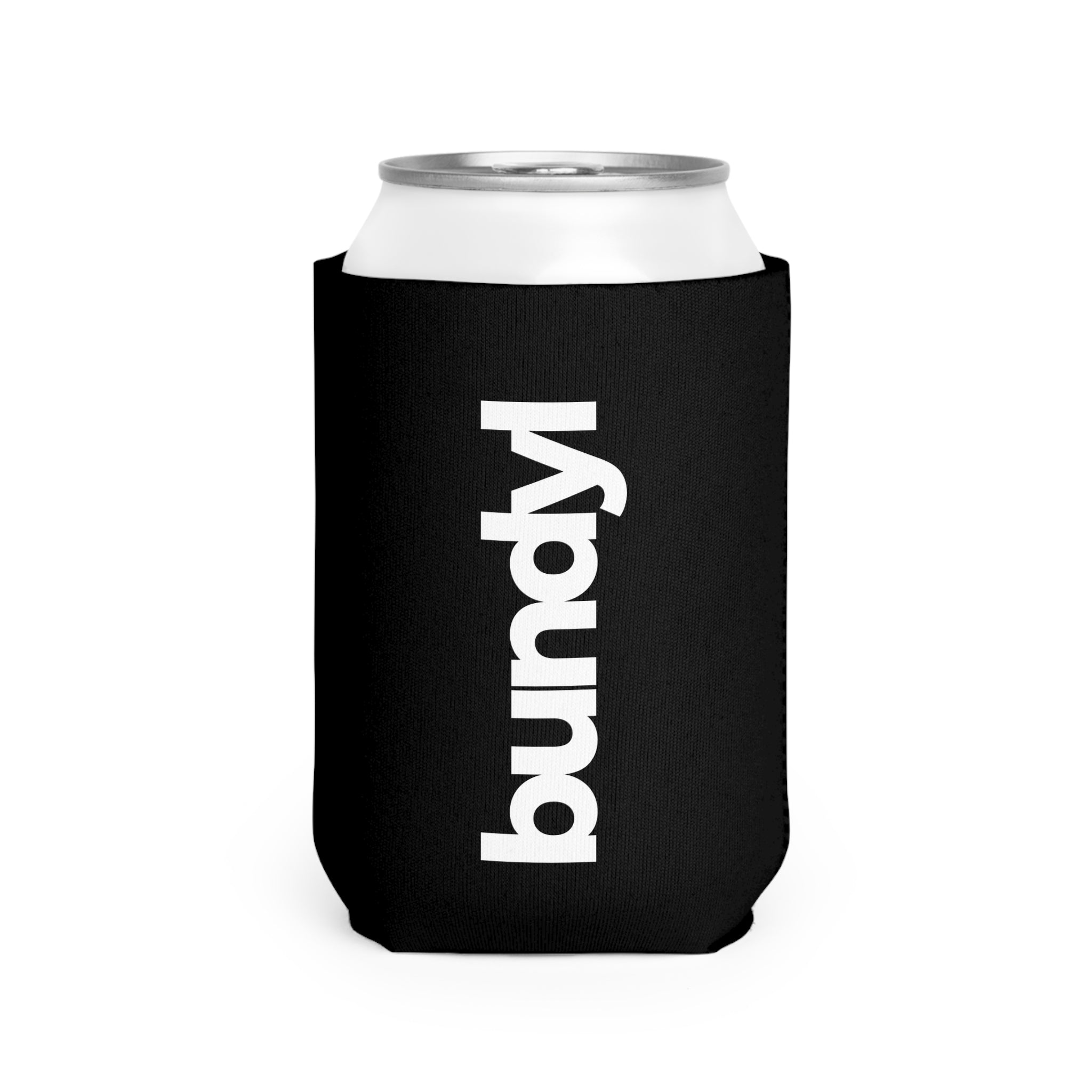 bundyl Logo Can Cooler - White On Black