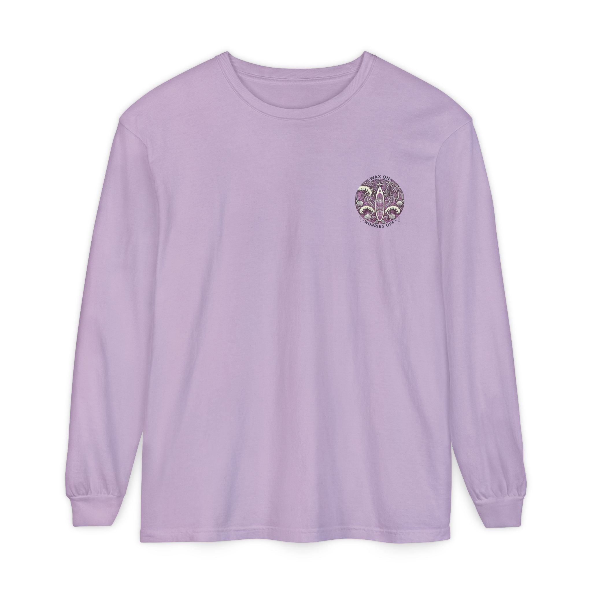 Vintage 'Wax On' Long Sleeve Tee - Lilac