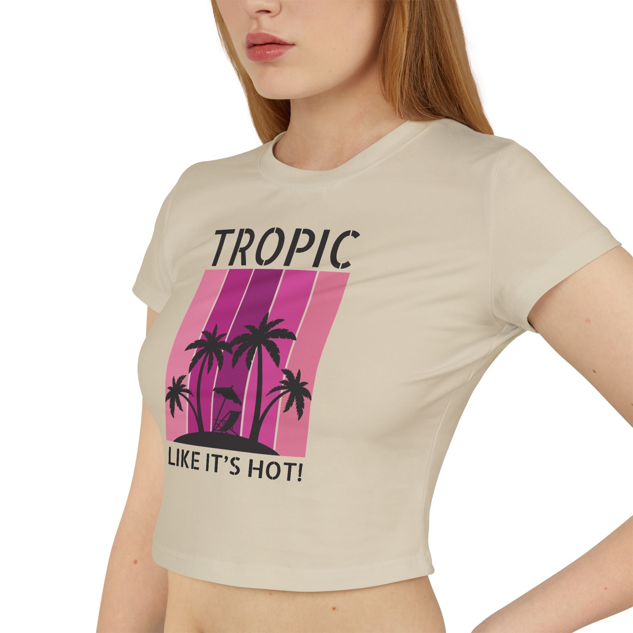 Tropic Panels Cropped Fitted Tee - Hot Summer Pink