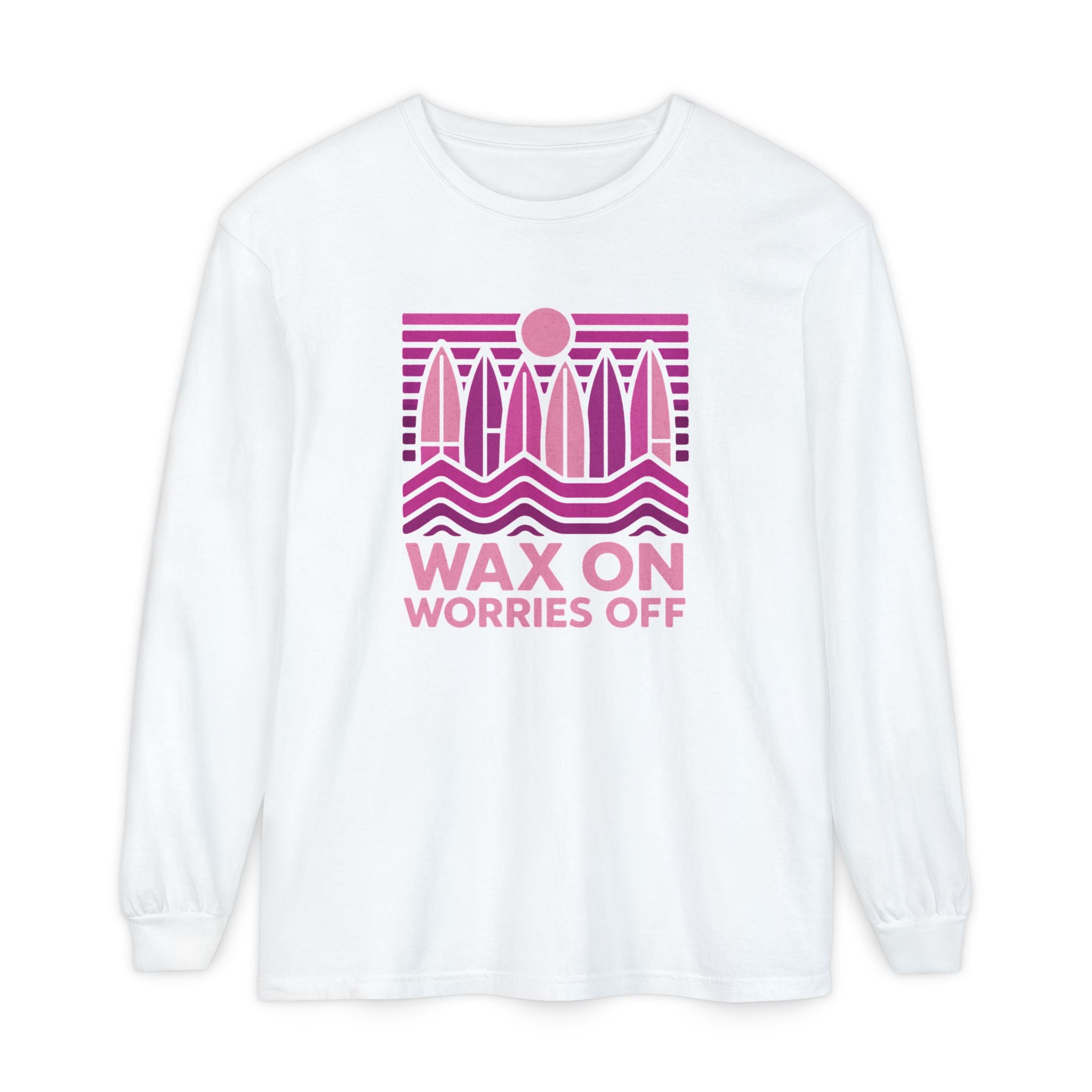 Boards Up 'Wax On' Long Sleeve Tee - Hot Summer Pink